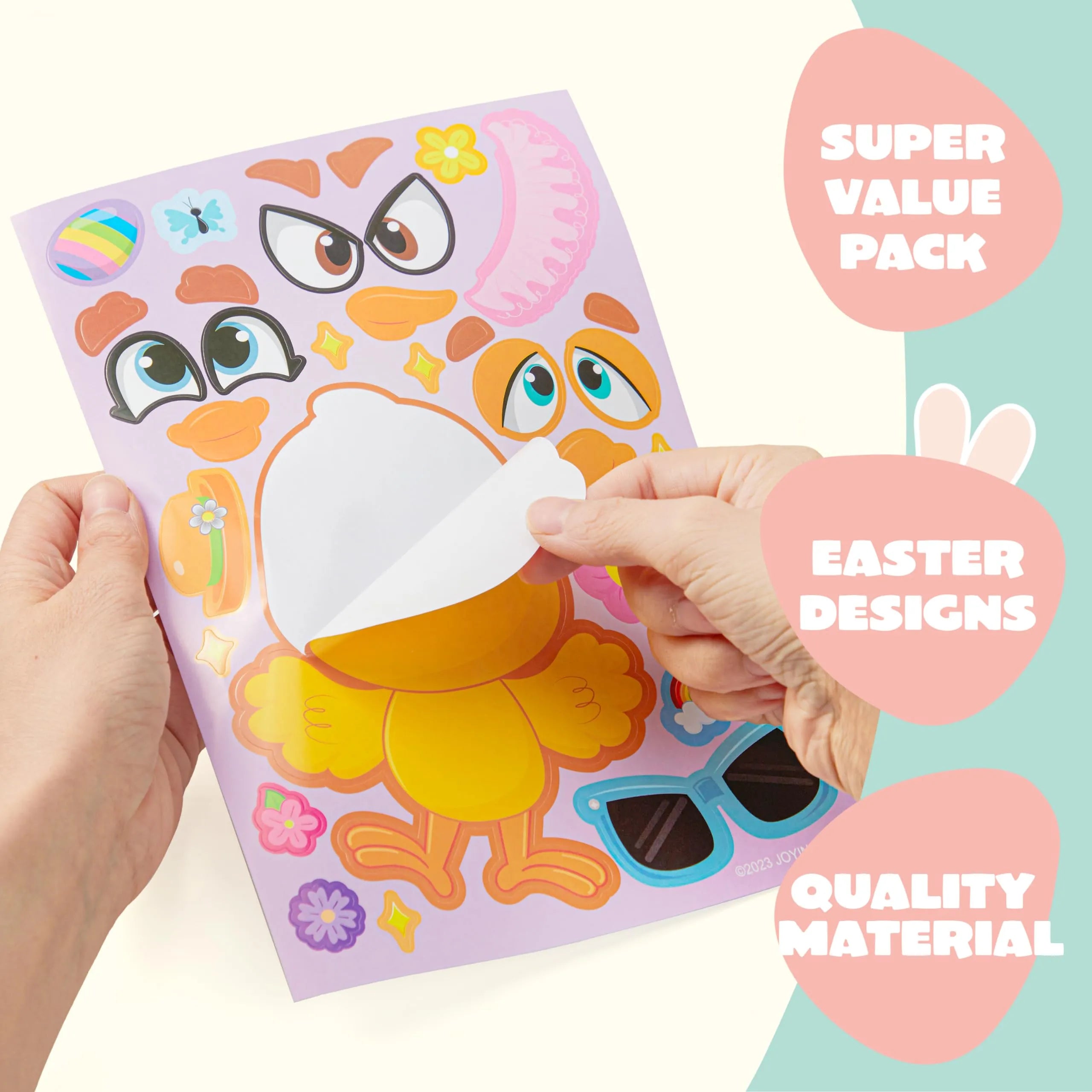 24Pcs Easter Match Make a Face Stickers with Chick Bunny Sheep Egg Pattern - Image 2