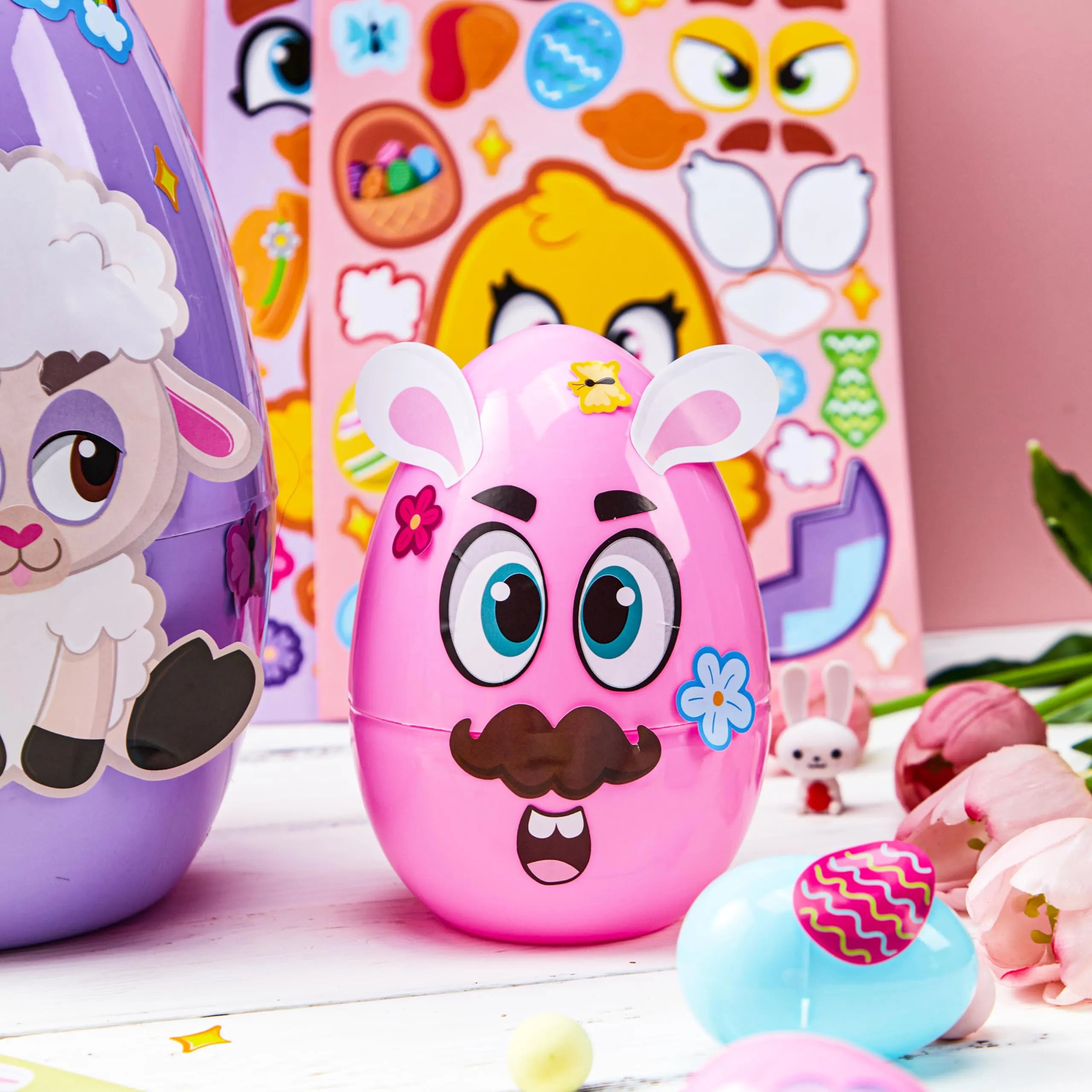 24Pcs Easter Match Make a Face Stickers with Chick Bunny Sheep Egg Pattern - Image 5