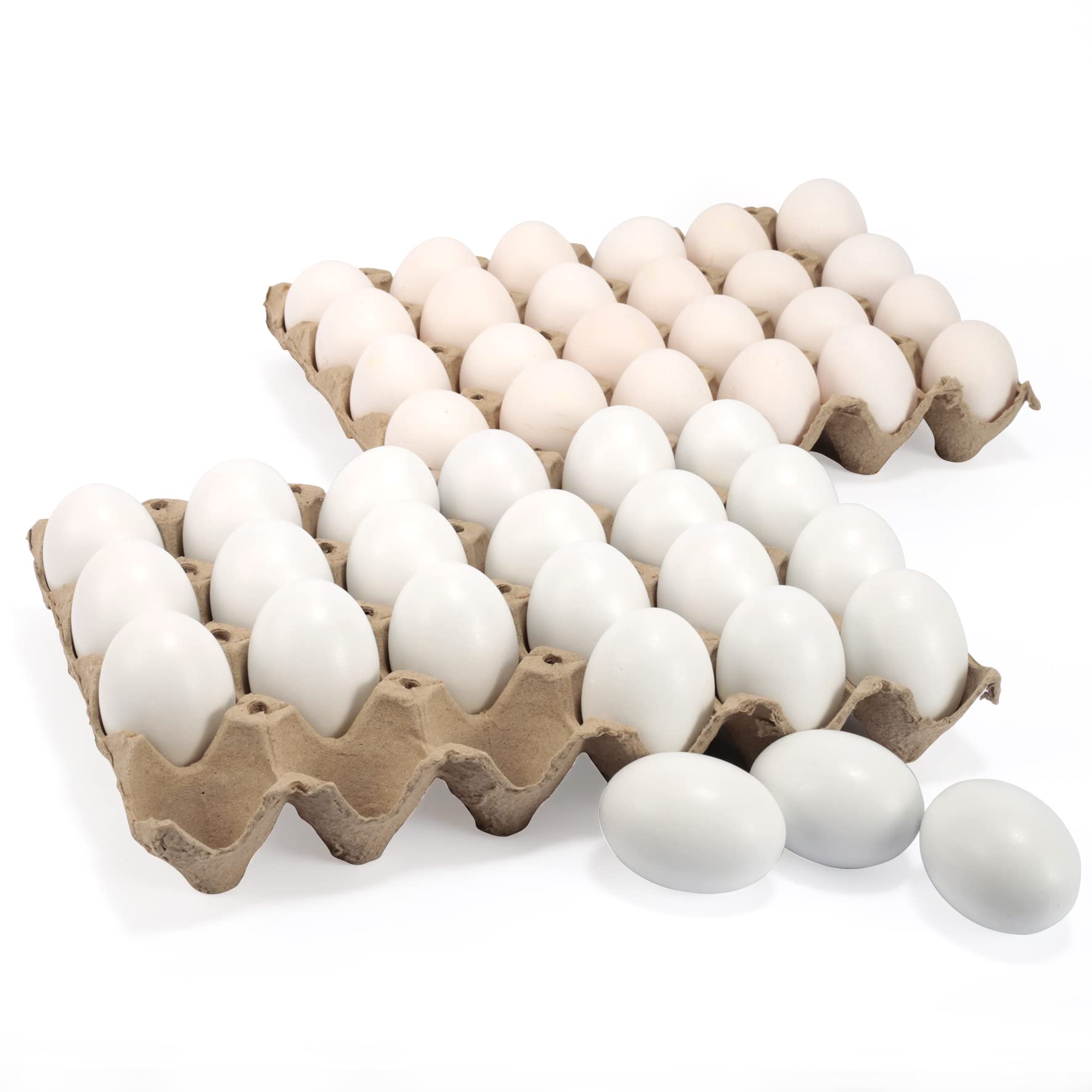 24 Pcs Unpainted White Wooden Easter Eggs for DIY Decor & Easter Hunt - Image 2