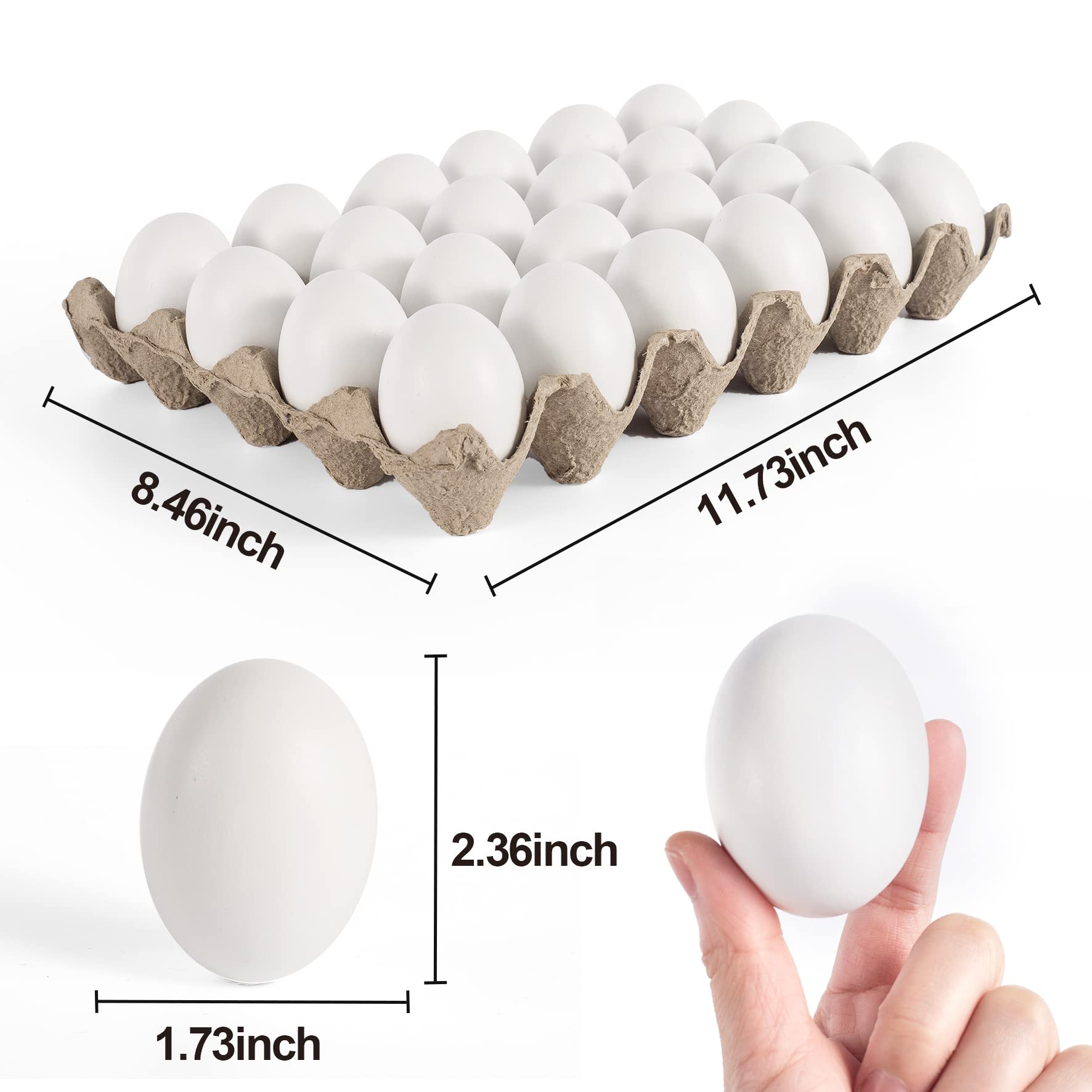 24 Pcs Unpainted White Wooden Easter Eggs for DIY Decor & Easter Hunt - Image 3