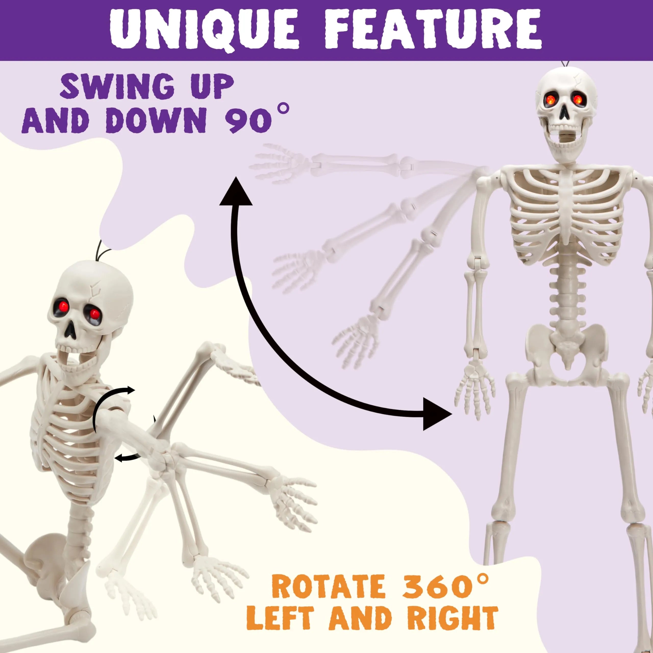 24in Halloween Skeleton Full Body Human Plastic Bones - Image 2