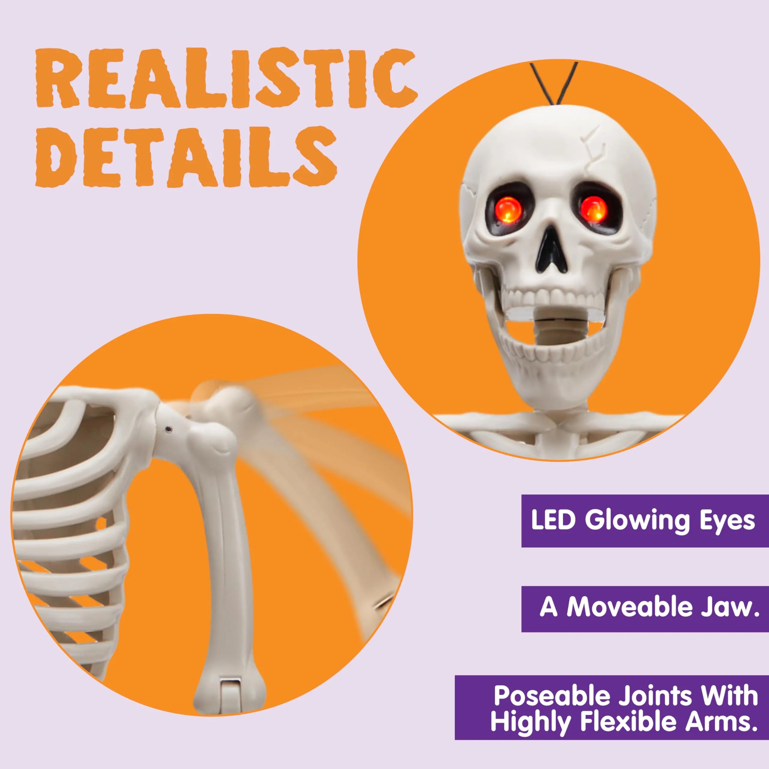 24in Halloween Skeleton Full Body Human Plastic Bones - Image 3