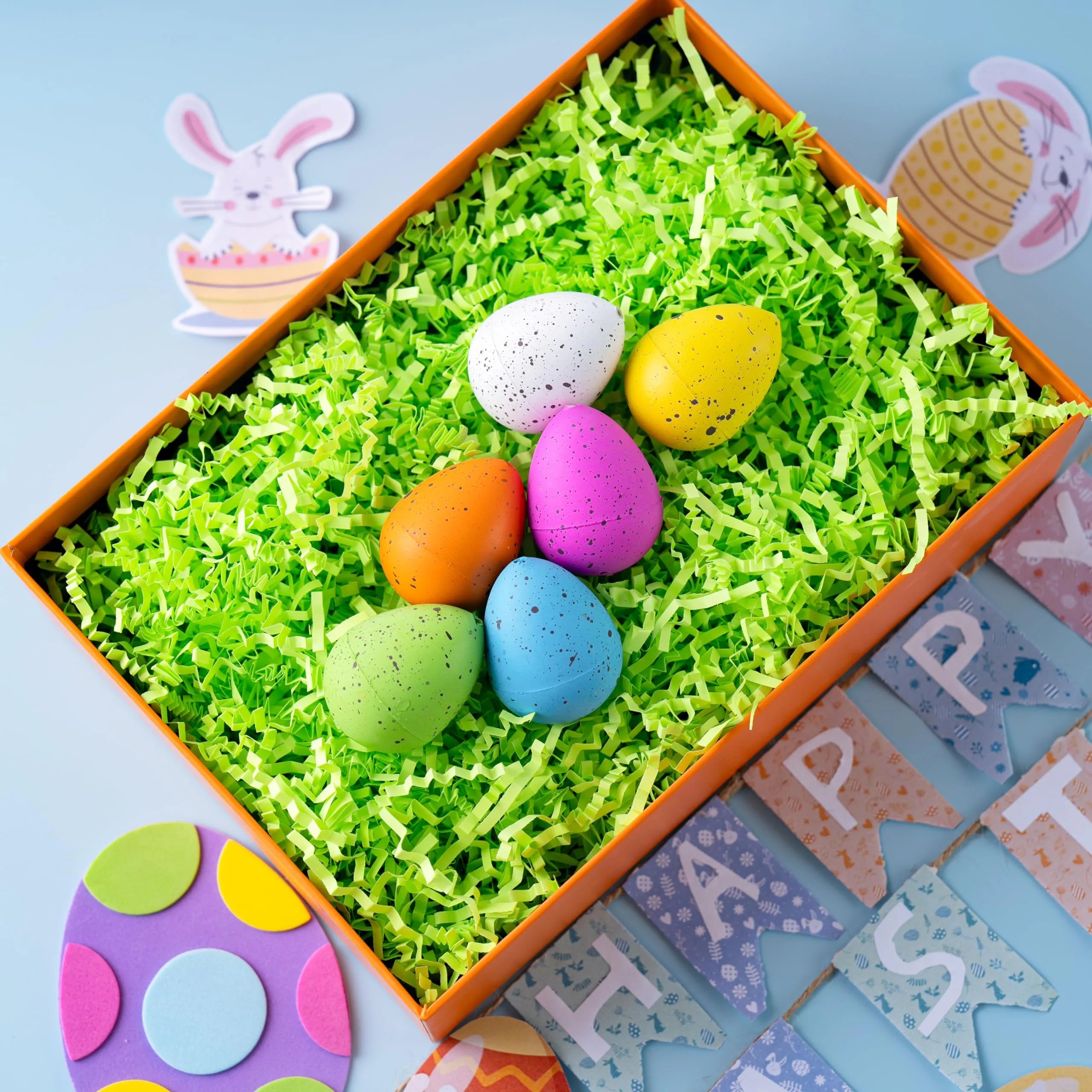 24oz (680g) Easter Pure Light Green Recyclable Paper Grass for Easter Egg Hunt - Image 6