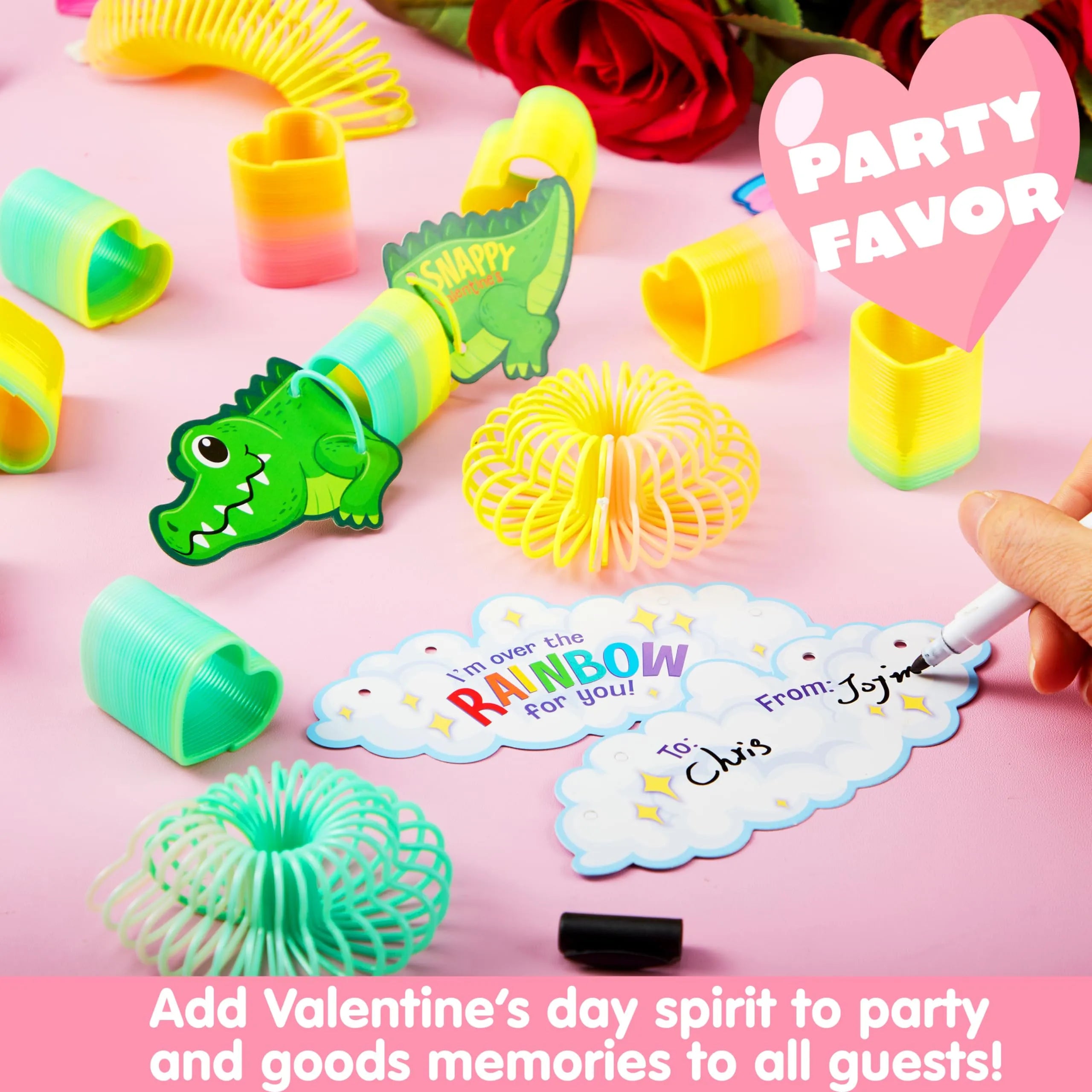 28 Packs Valentine’s Day Critter Kind Gift Cards with Colored Springs for Kids Classroom Exchange - Image 8