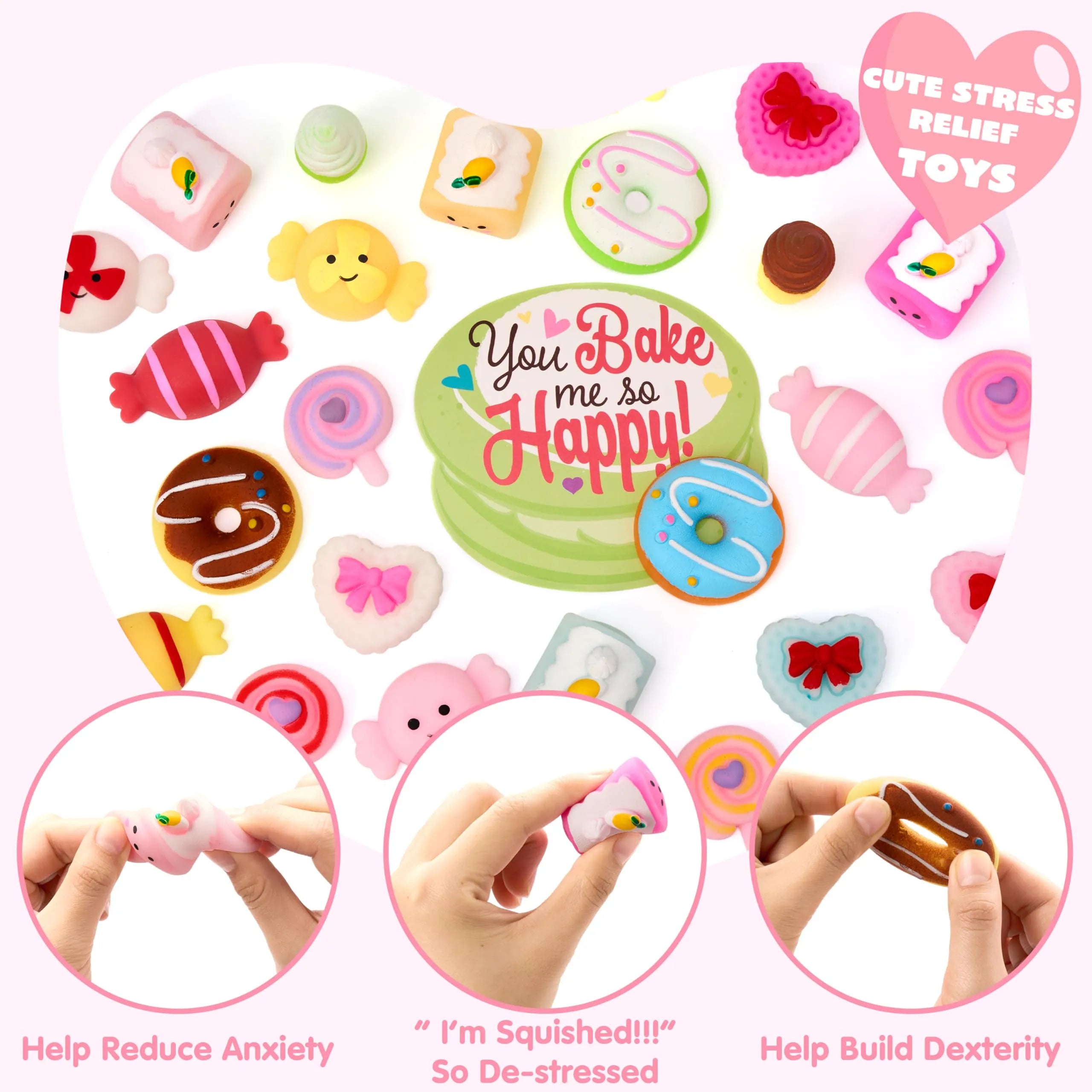 28 Packs Valentine’s Day Gift Cards with Candy Mochi Squishy Toys for Kids Classroom Gift Exchange - Image 3