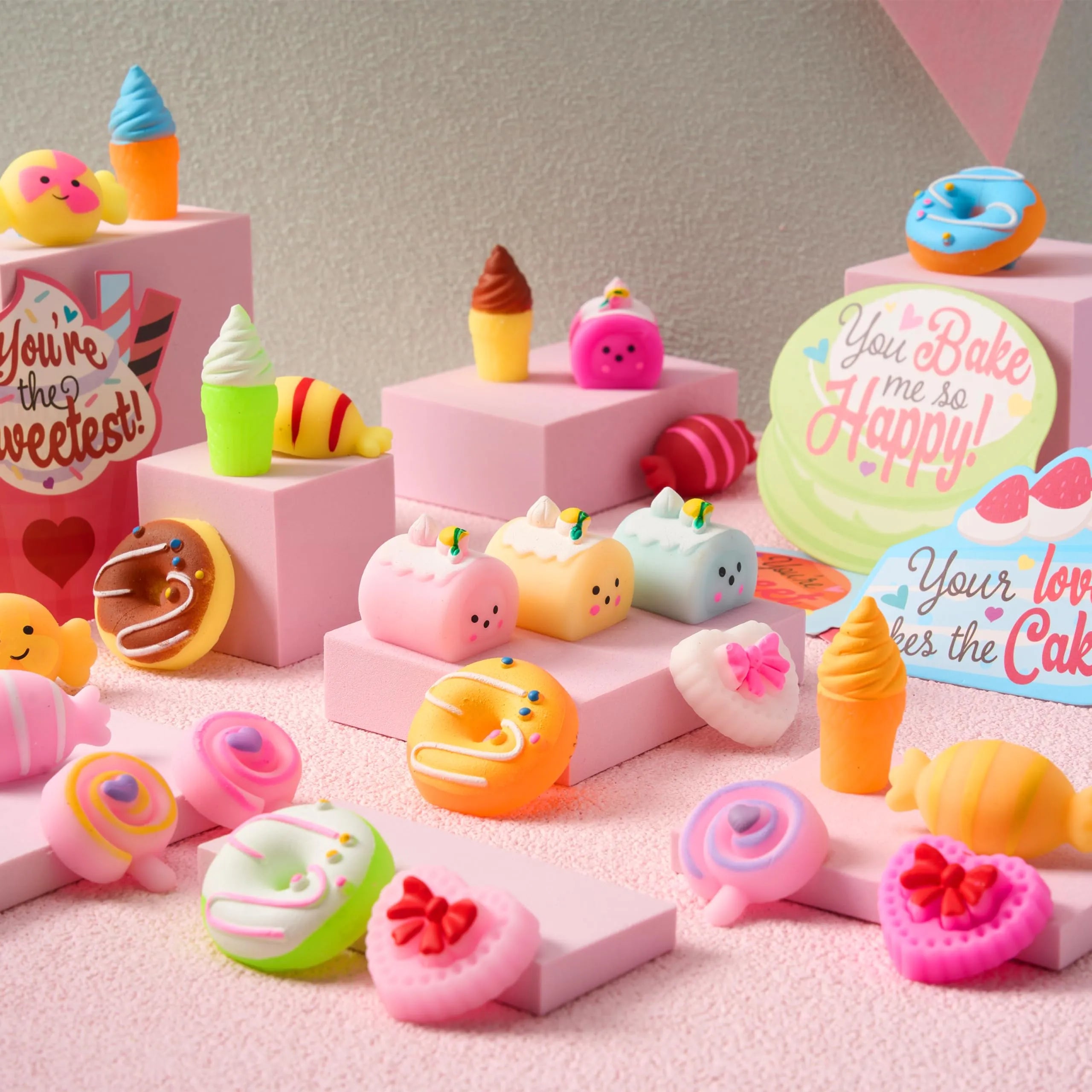 28 Packs Valentine’s Day Gift Cards with Candy Mochi Squishy Toys for Kids Classroom Gift Exchange - Image 6