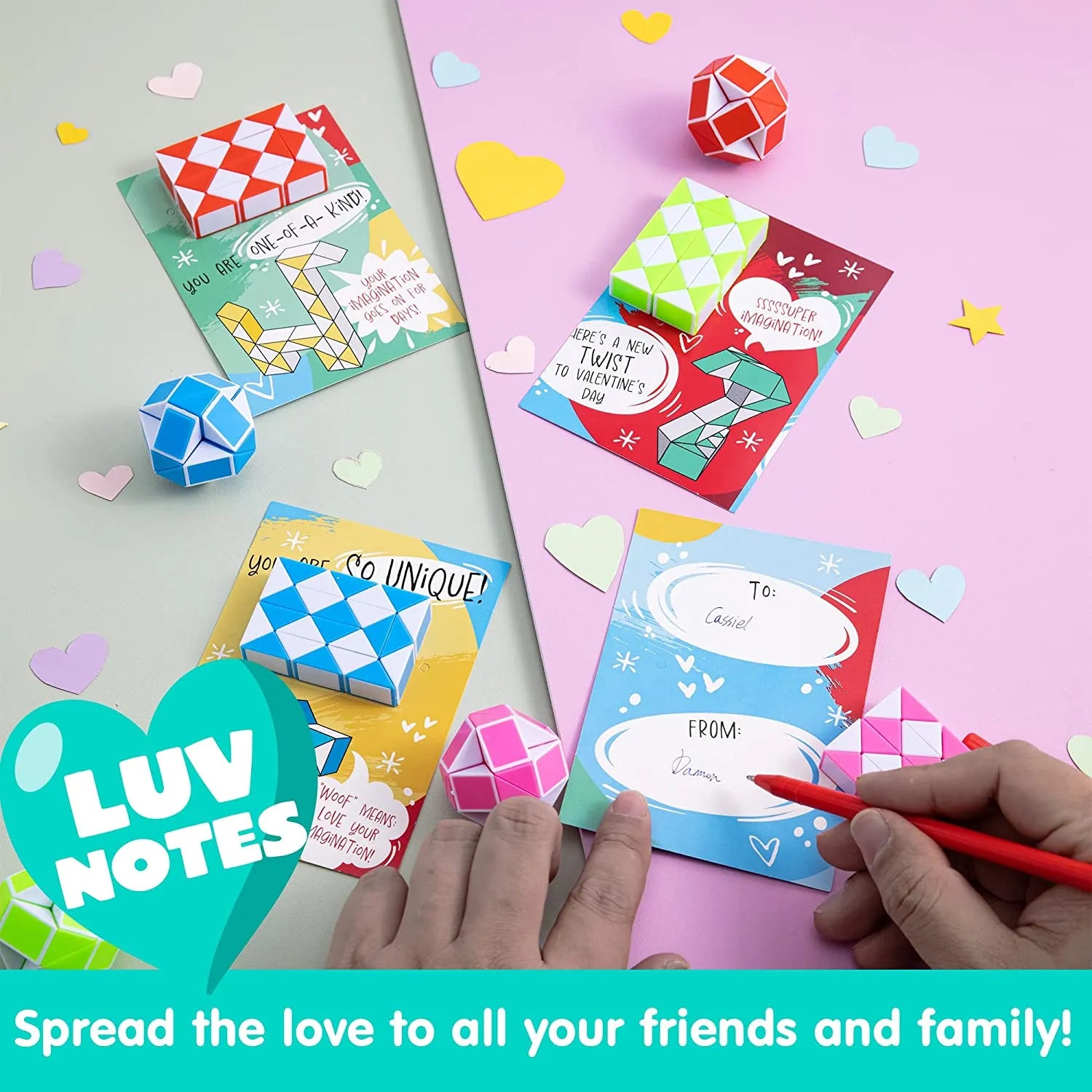 28Pcs Kids Valentines Cards with Snake Cube Twist Puzzles Toys-Classroom Exchange Gifts - Image 6