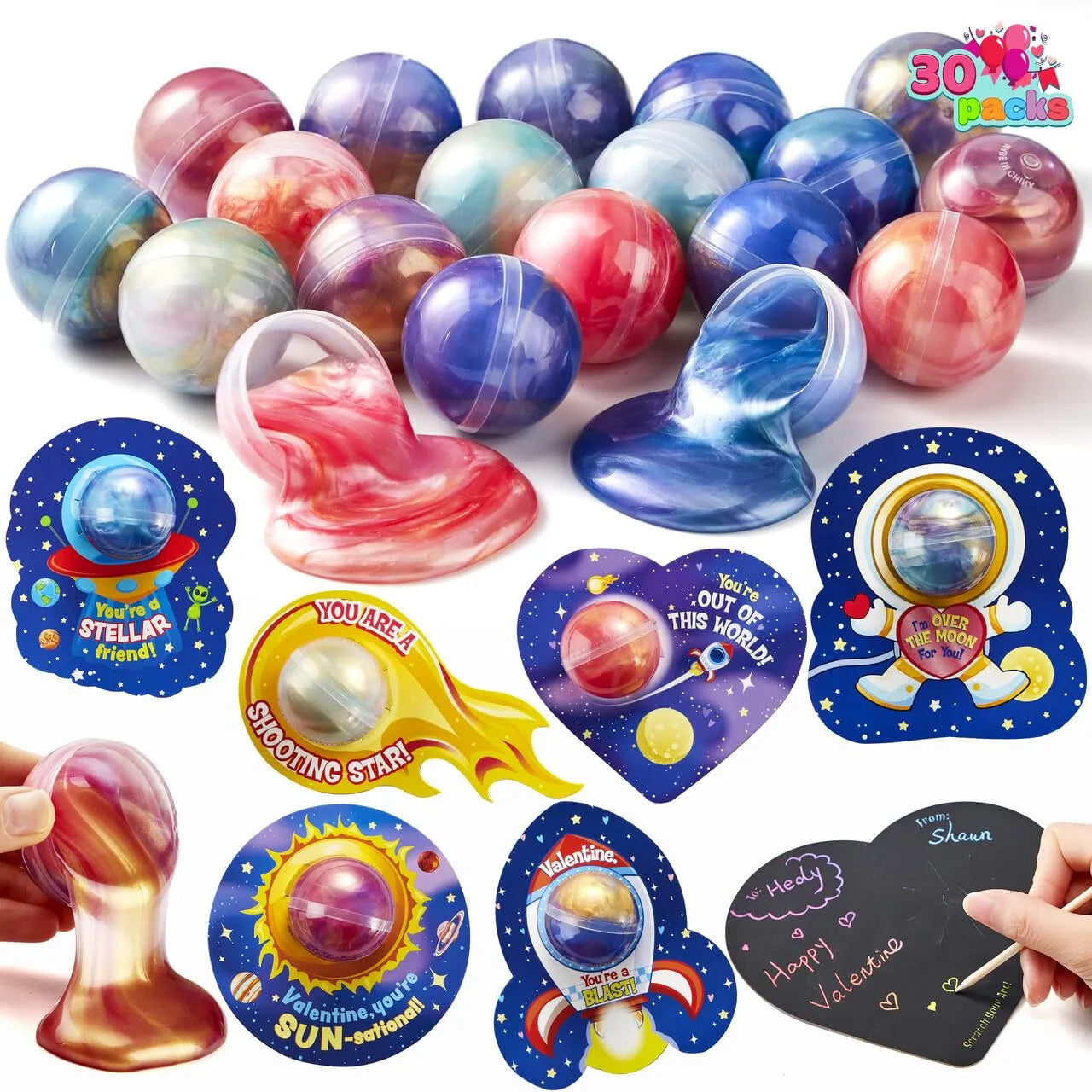 30Pcs Cosmic Realm Valentine Slime with Kids Valentines Cards - Image 5