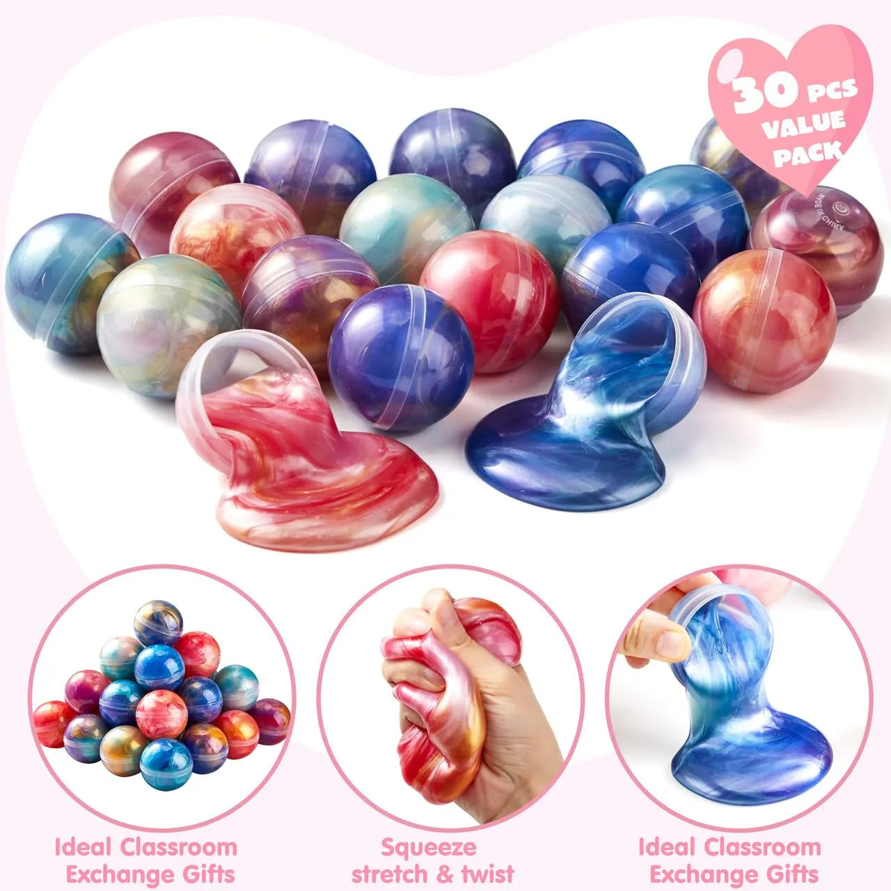 30Pcs Cosmic Realm Valentine Slime with Kids Valentines Cards - Image 3