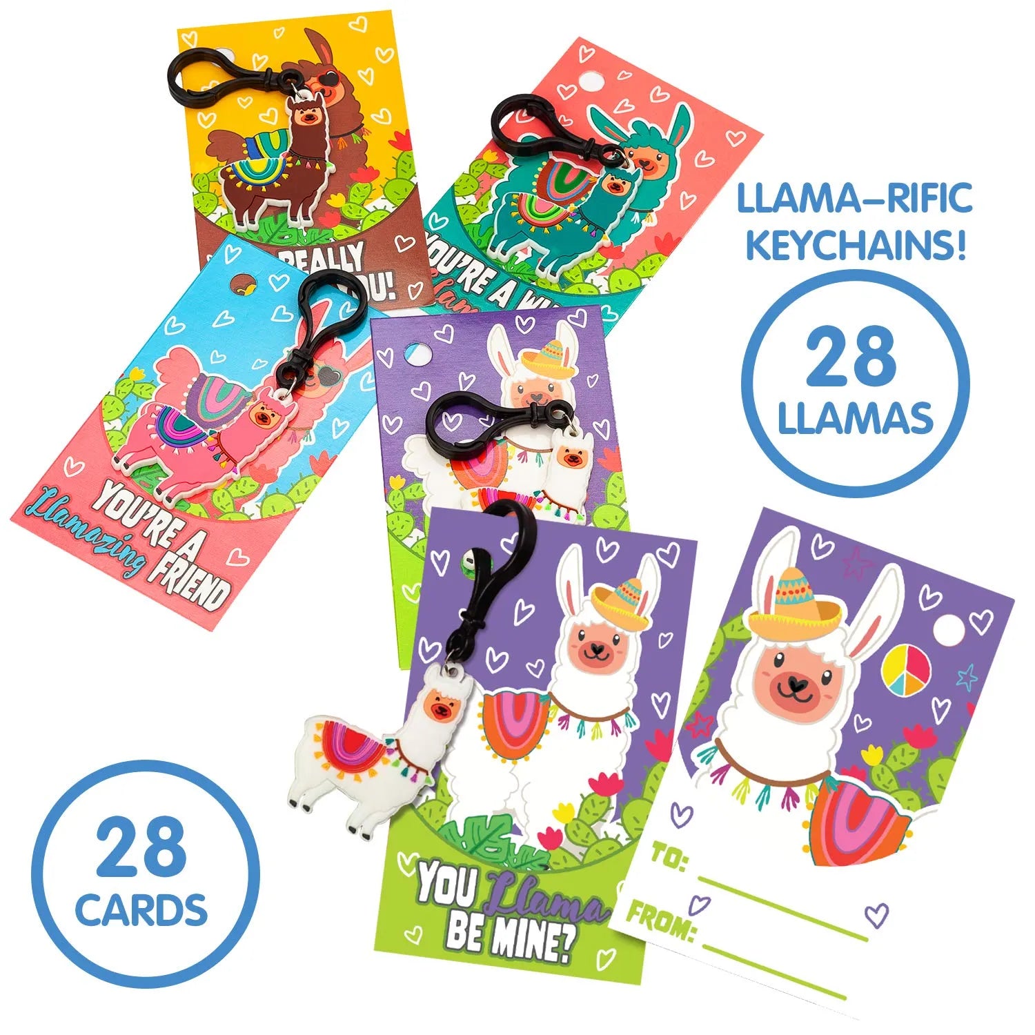 28Pcs Kids Valentines Cards With Llama Keychain-Classroom Exchange Gifts - Image 8