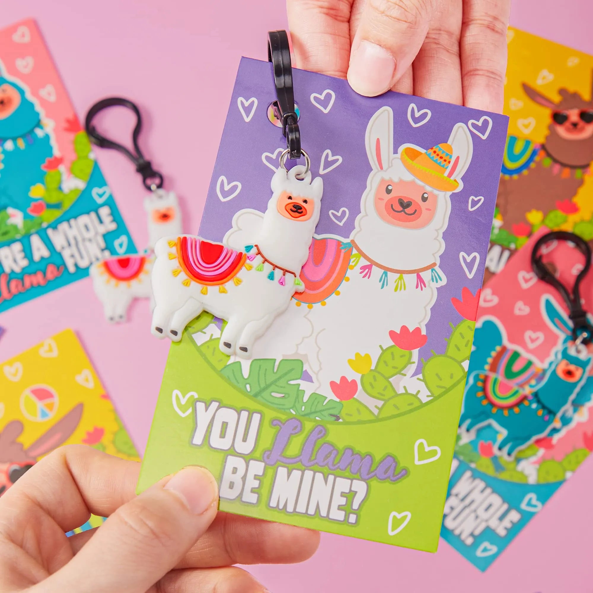 28Pcs Kids Valentines Cards With Llama Keychain-Classroom Exchange Gifts - Image 4