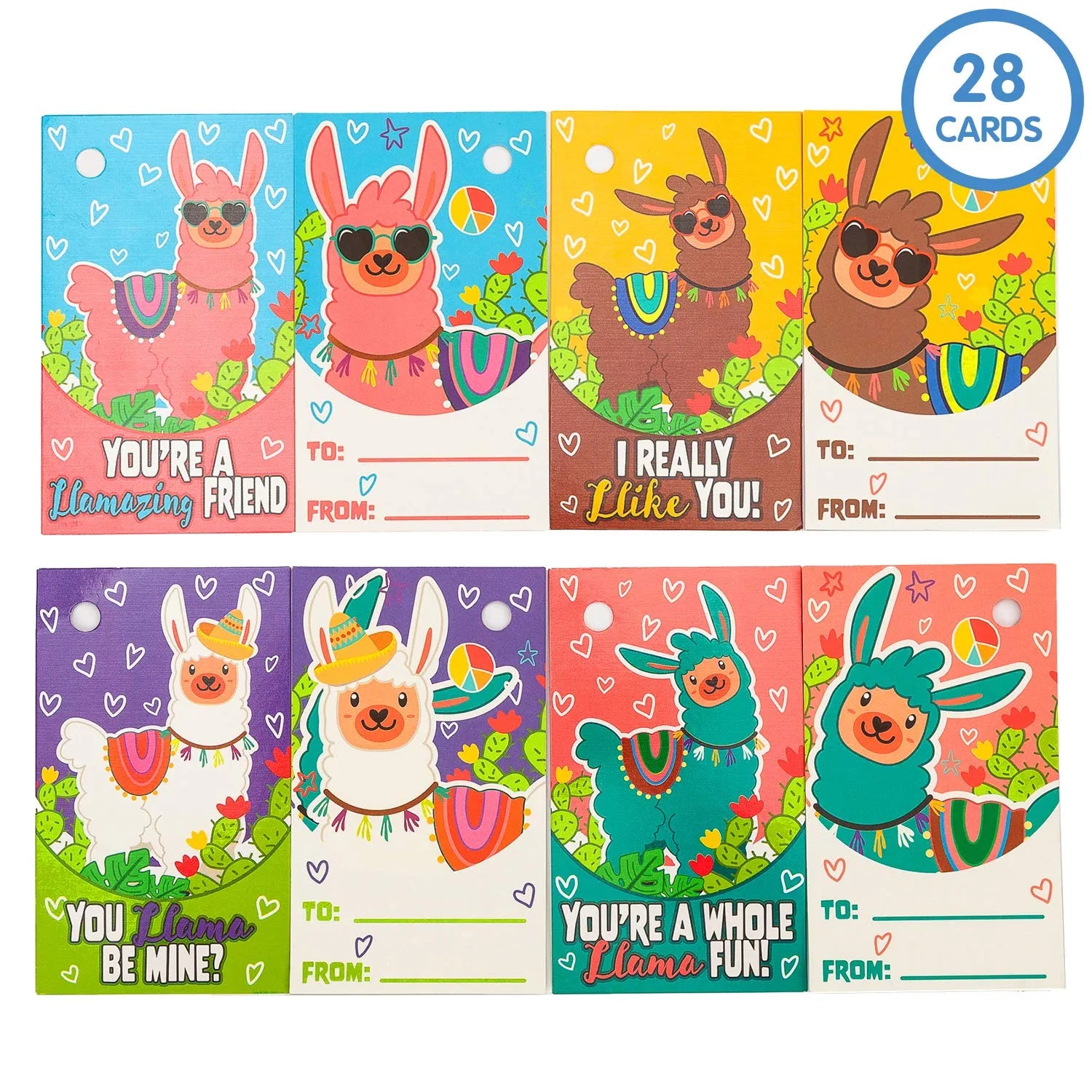 28Pcs Kids Valentines Cards With Llama Keychain-Classroom Exchange Gifts - Image 6