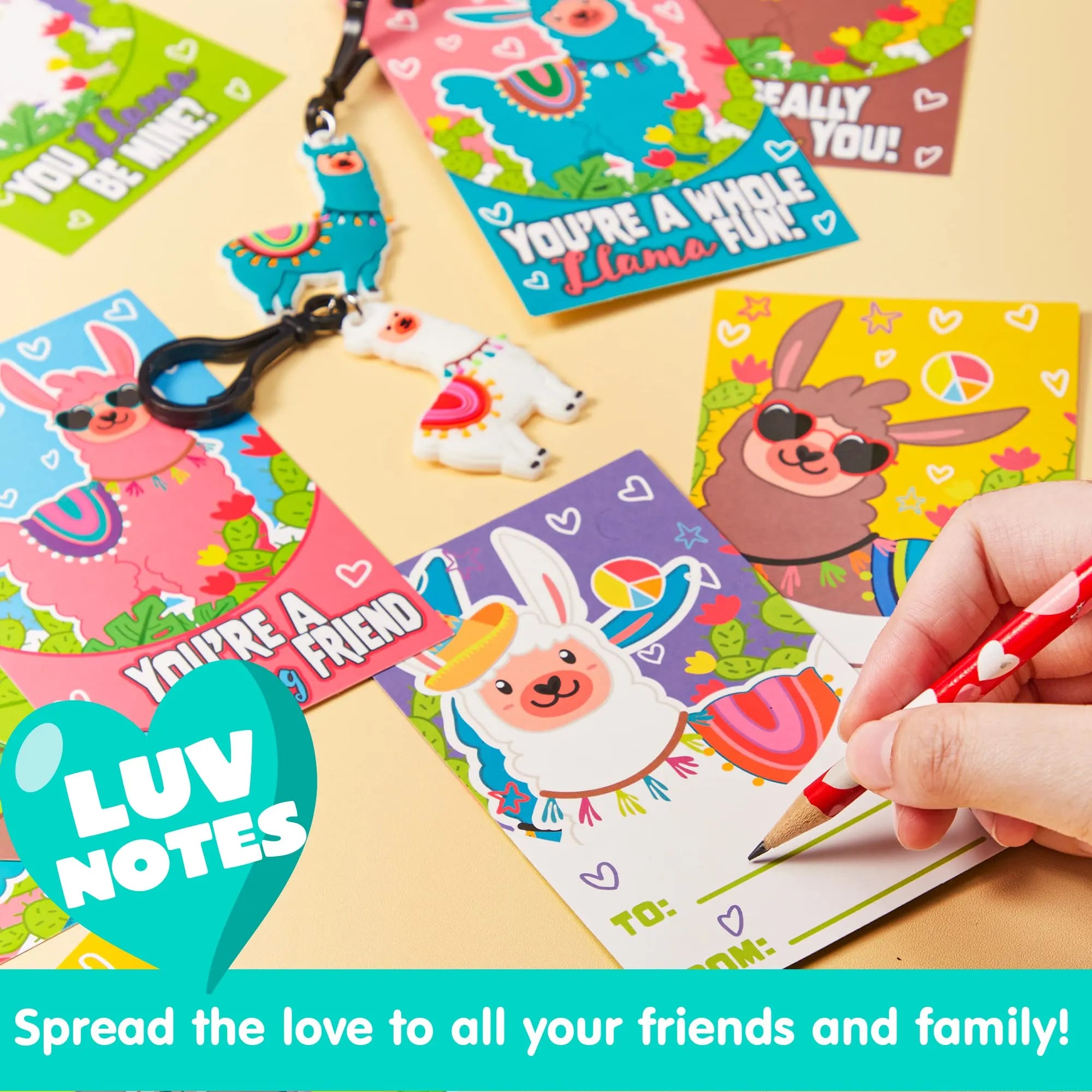 28Pcs Kids Valentines Cards With Llama Keychain-Classroom Exchange Gifts - Image 7