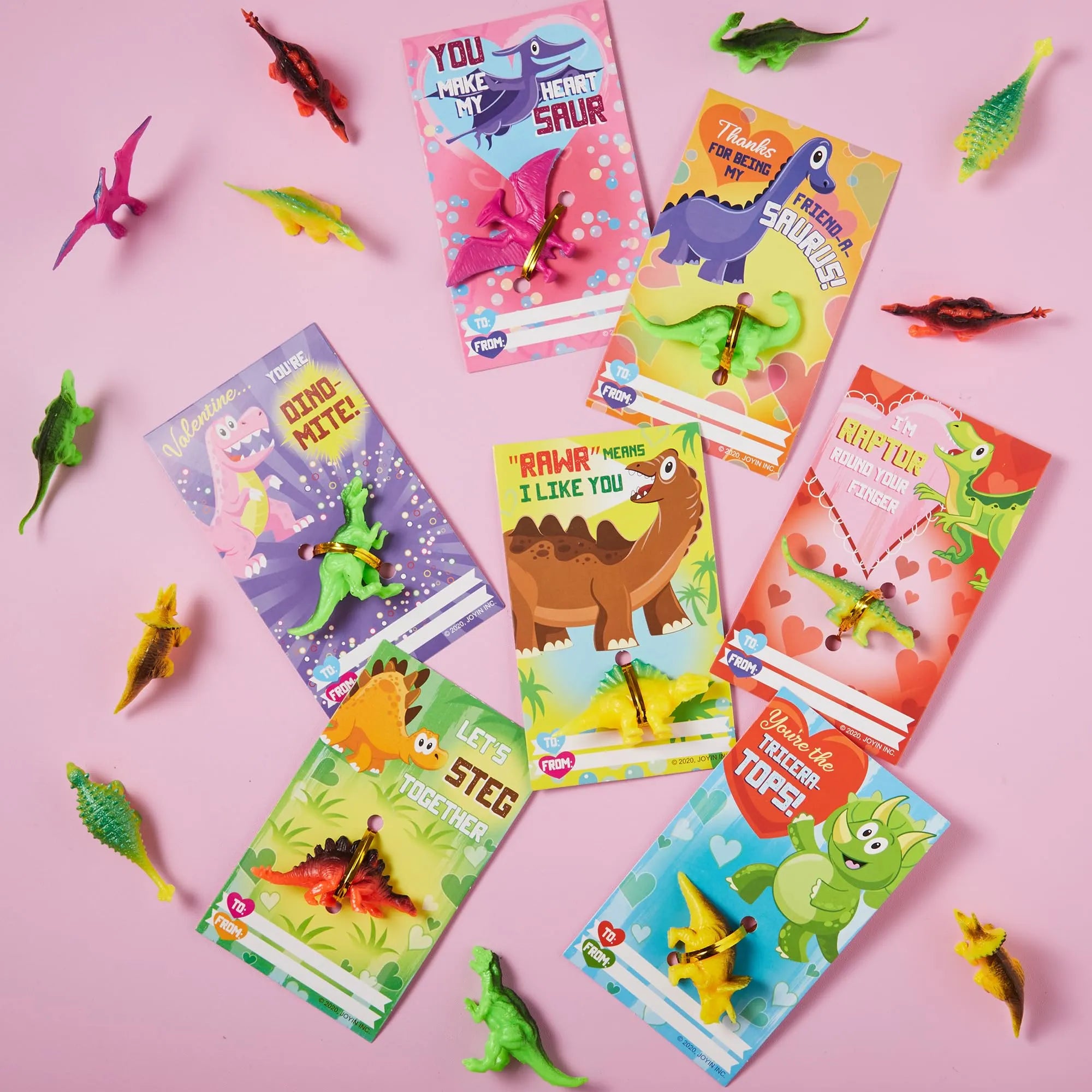 28Pcs Kids Valentines Day Card with Dinosaur Figure Toys-Classroom Exchange Gifts - Image 5