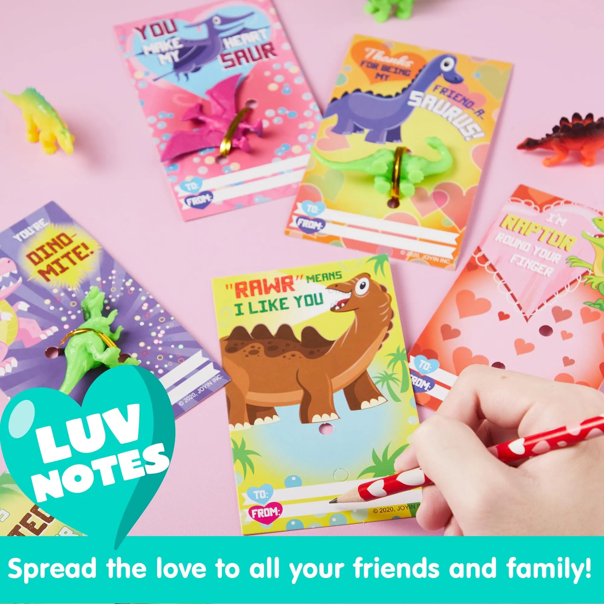 28Pcs Kids Valentines Day Card with Dinosaur Figure Toys-Classroom Exchange Gifts - Image 7