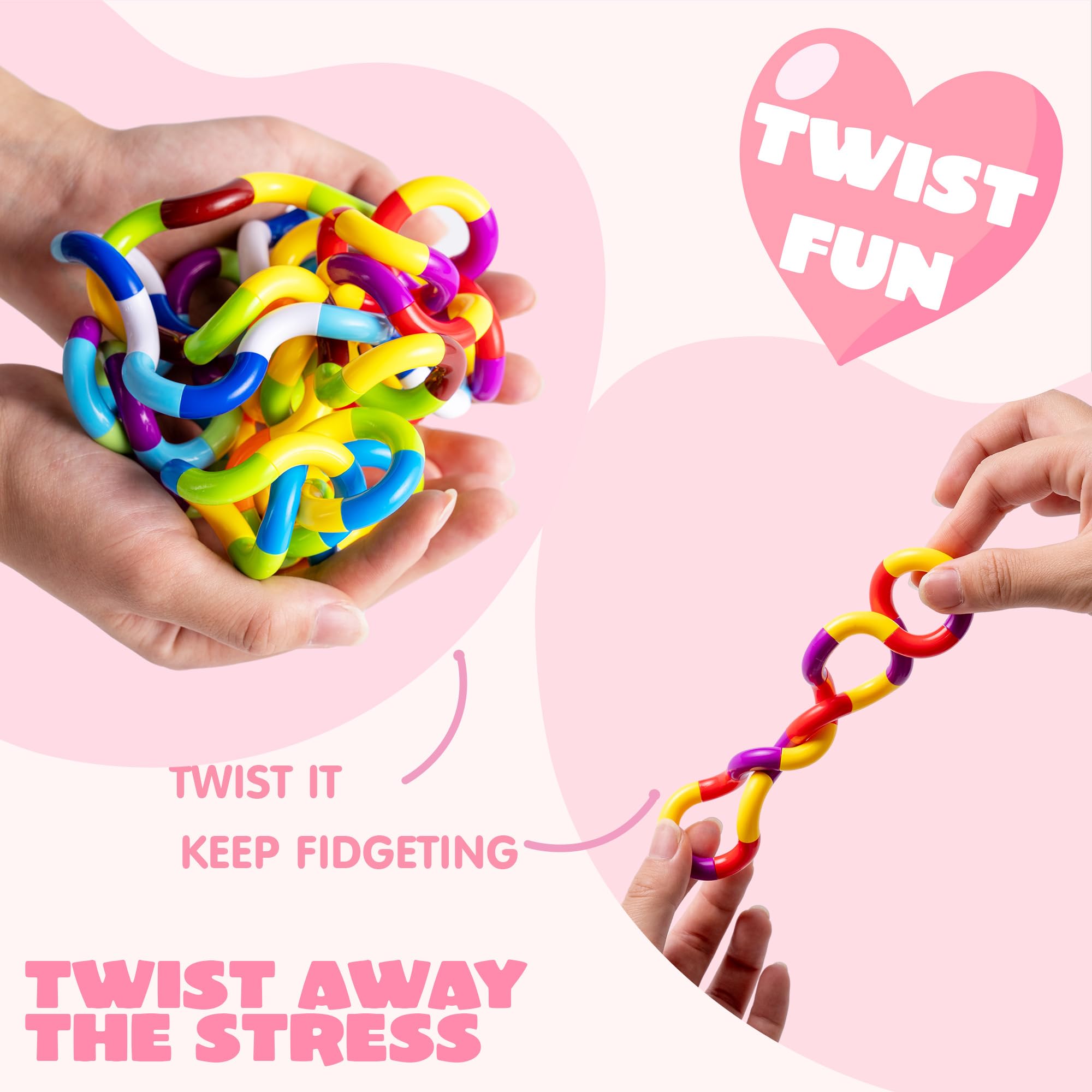 28 Pcs Valentine’s Day Twist & Spin Fidget Chains with Cards - Image 4
