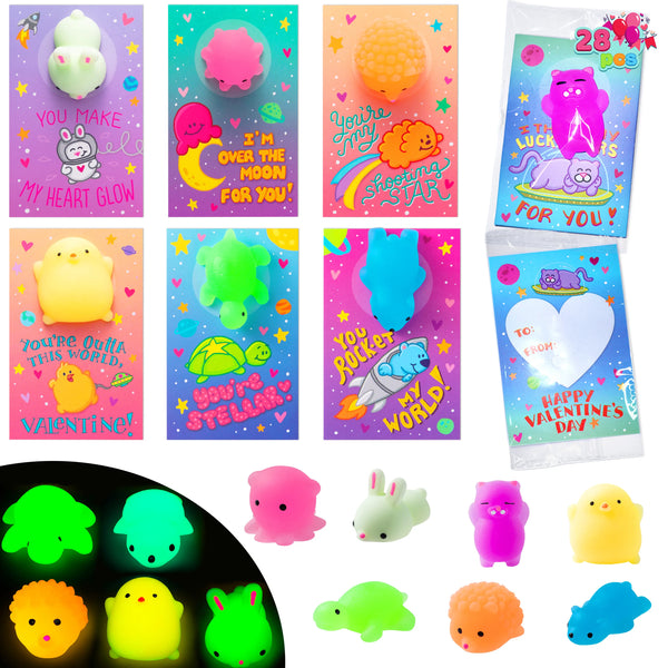 28Pcs Animal Keychains featuring Bulging Eyes with Kids Valentines Cards - Image 14