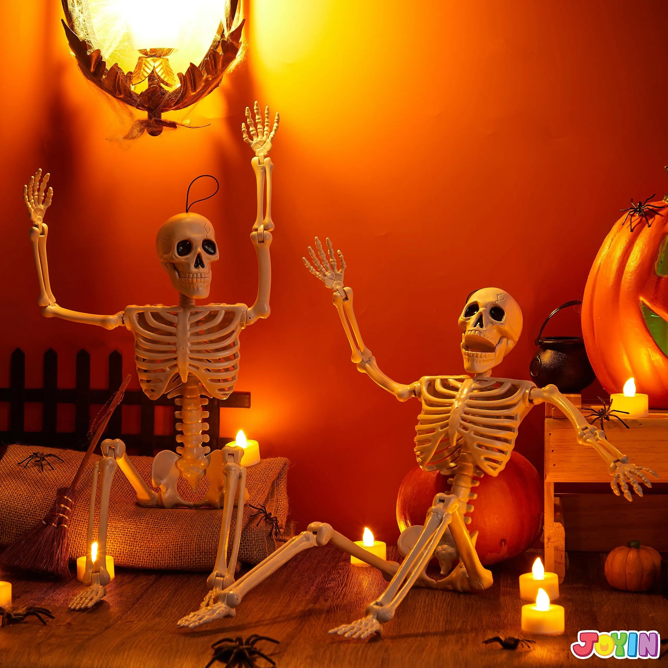 2 PCS 24in Halloween Full Body Posable Skeletons Human Plastic Bones with Movable Joints - Image 5
