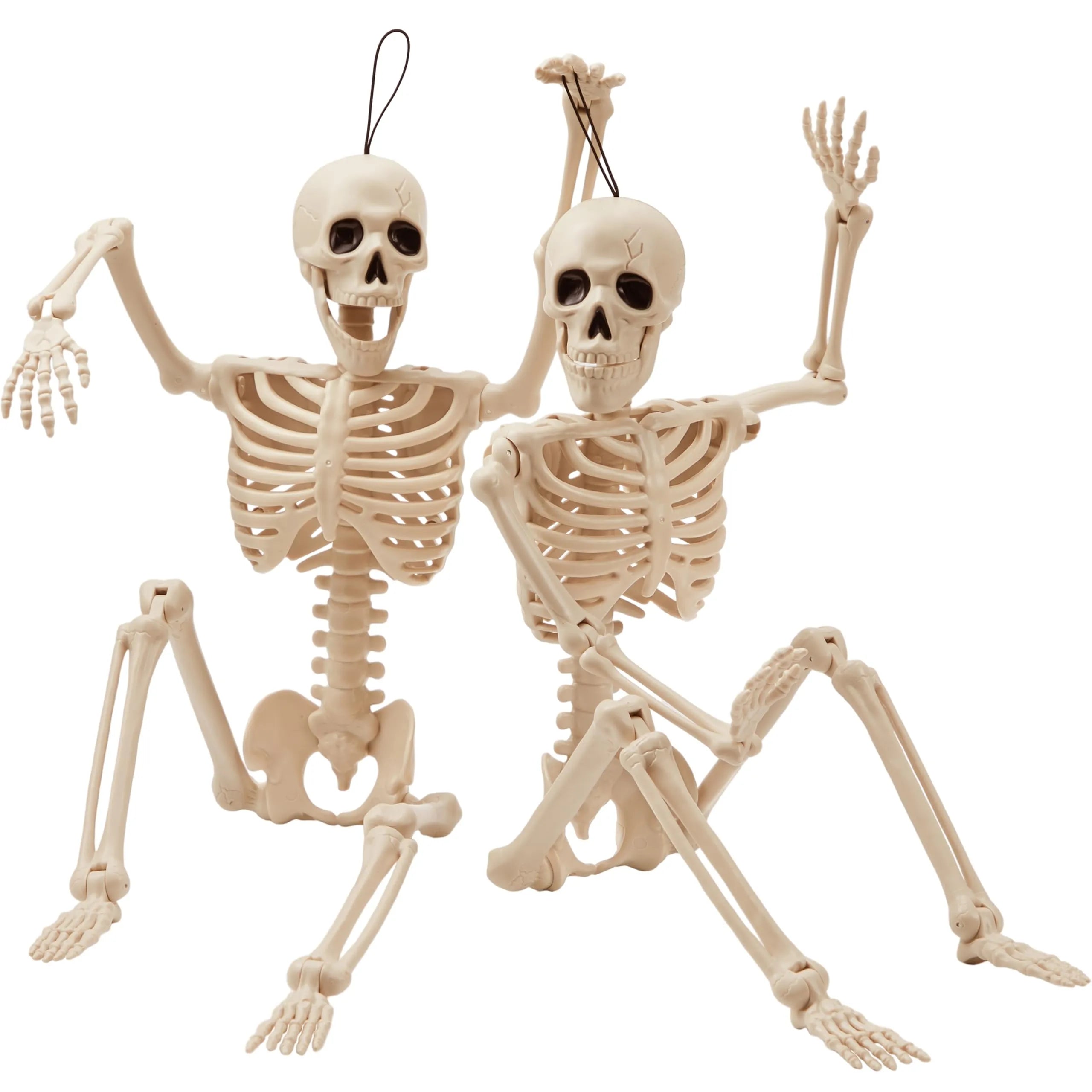 2 PCS 24in Halloween Full Body Posable Skeletons Human Plastic Bones with Movable Joints