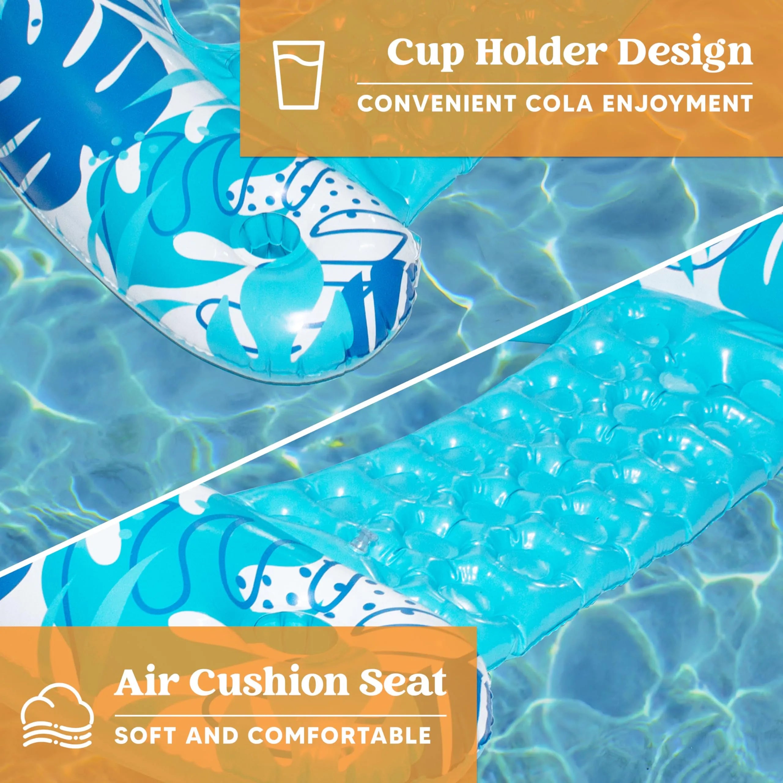 2 Pack Pool Chairs with Cup Holders,Blow up Floating Pool Floats Chair - Image 4