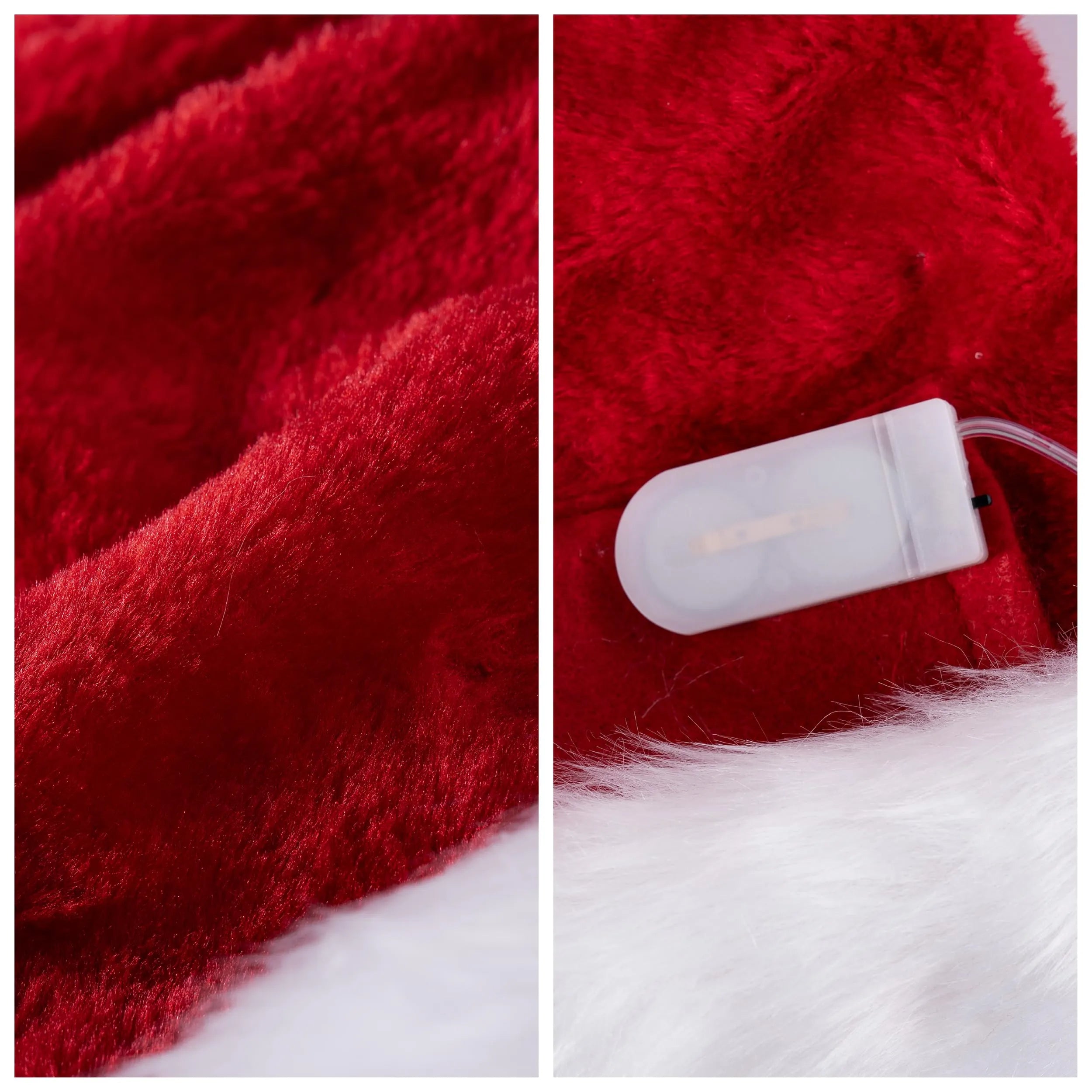 2Pcs Adults Light-up Christmas Santa Elf Hats with Pom Poms and Colorful Lights - Image 7