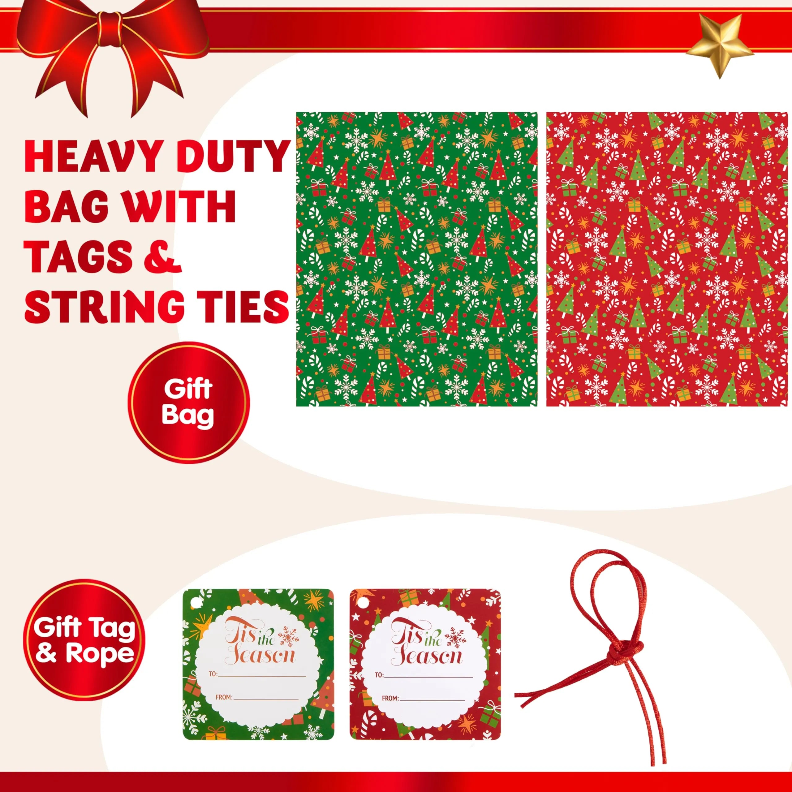 2Pcs Jumbo Christmas Bike Gift Bags Plastic Holiday Gift Bag 72in x 60in - Image 3