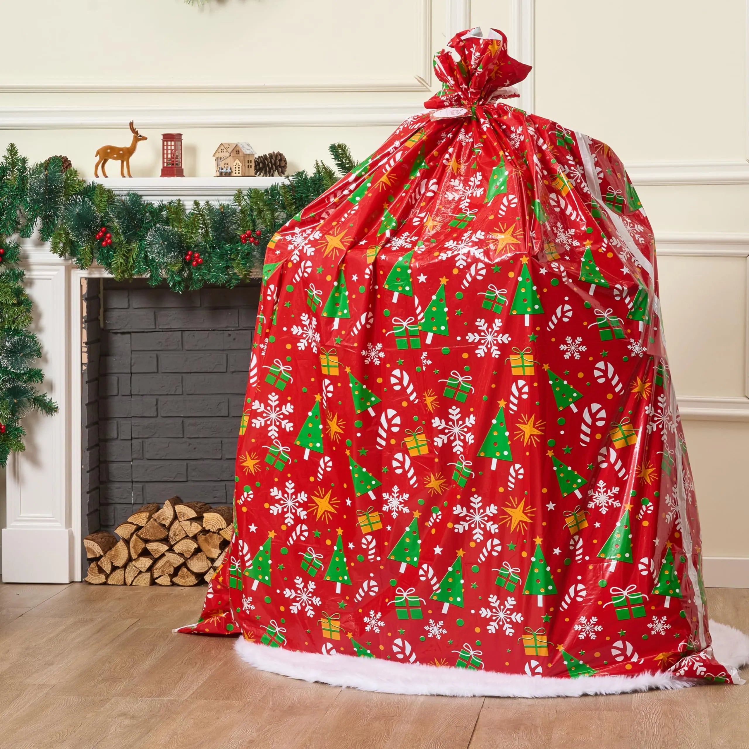 2Pcs Jumbo Christmas Bike Gift Bags Plastic Holiday Gift Bag 72in x 60in - Image 6