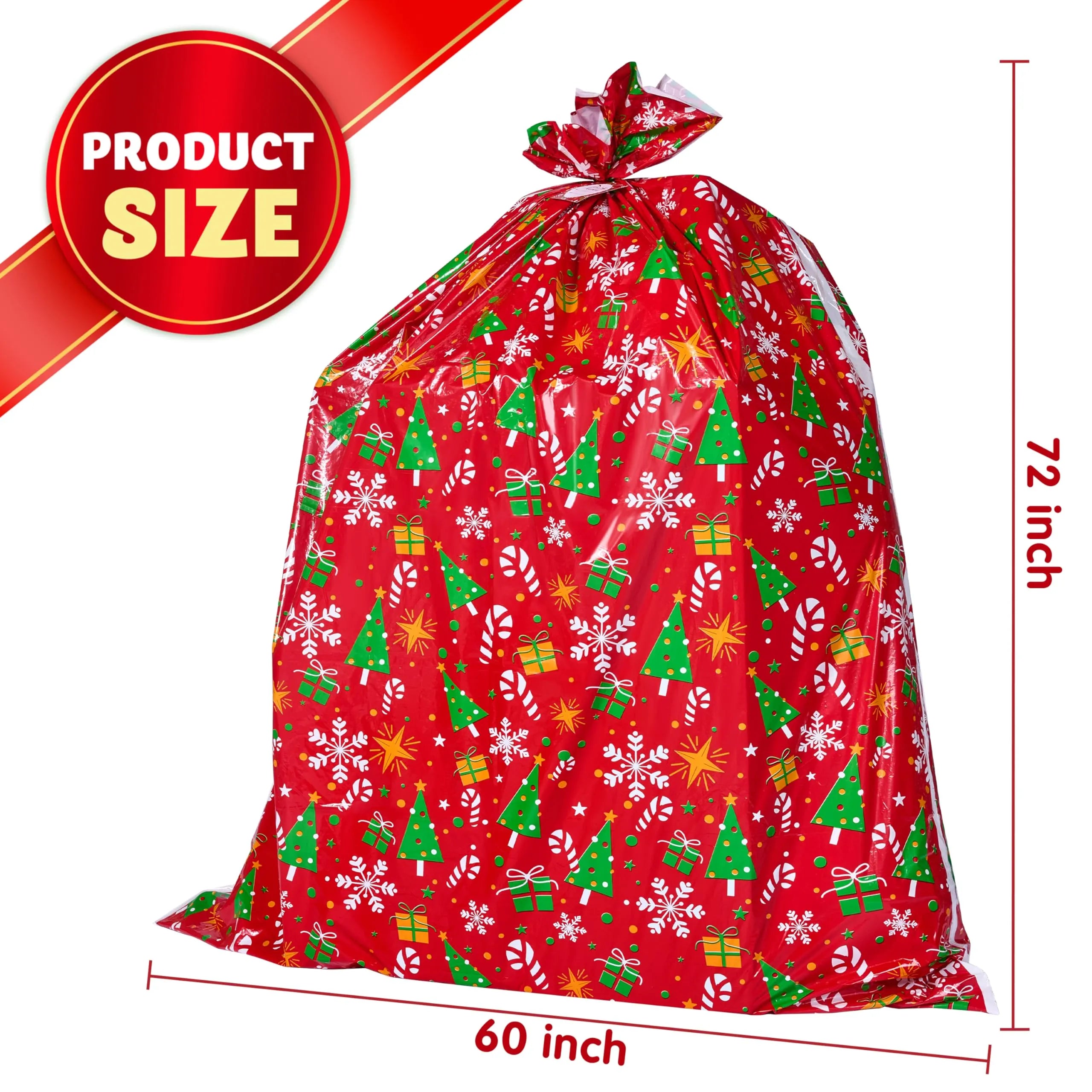 2Pcs Jumbo Christmas Bike Gift Bags Plastic Holiday Gift Bag 72in x 60in - Image 9