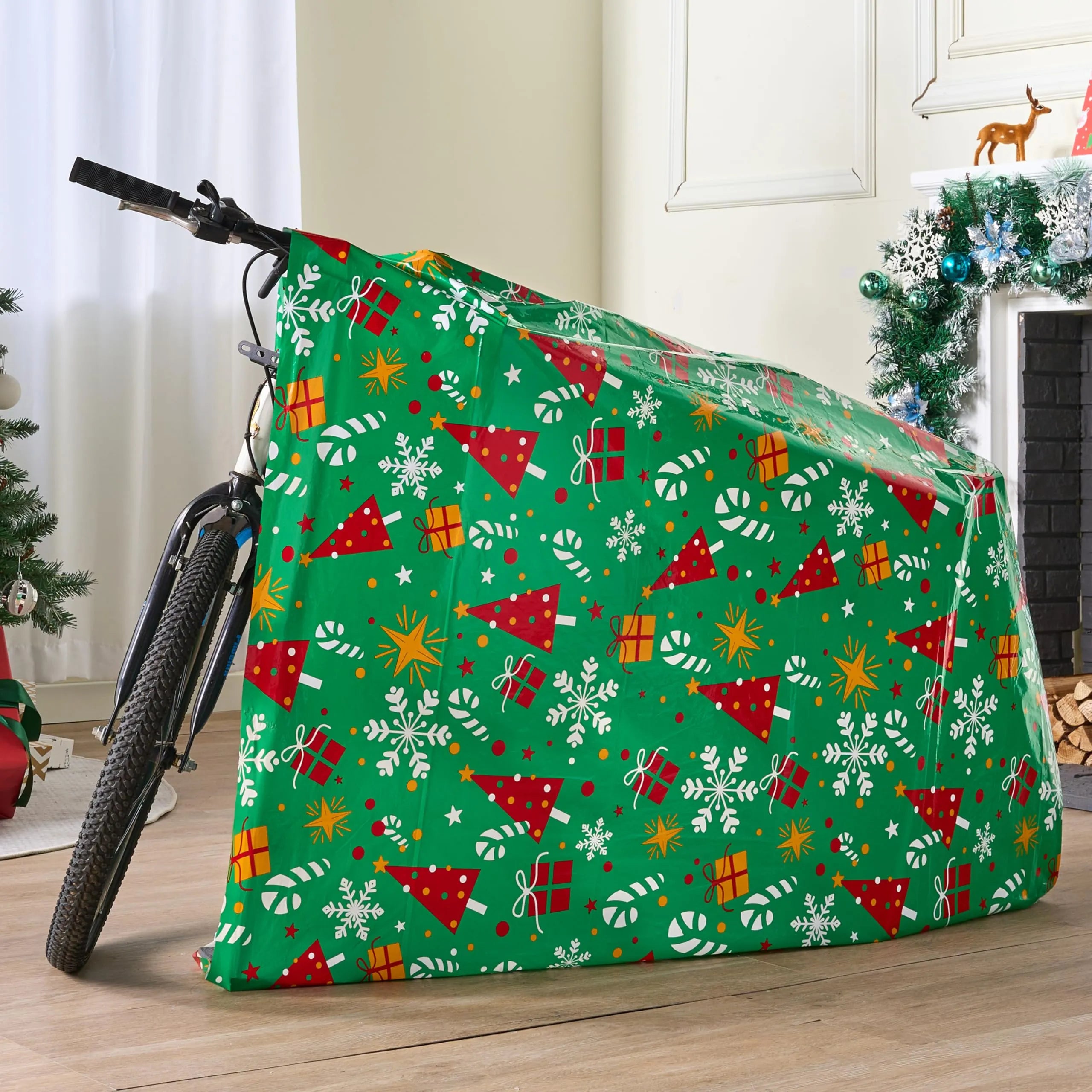 2Pcs Jumbo Christmas Bike Gift Bags Plastic Holiday Gift Bag 72in x 60in - Image 8