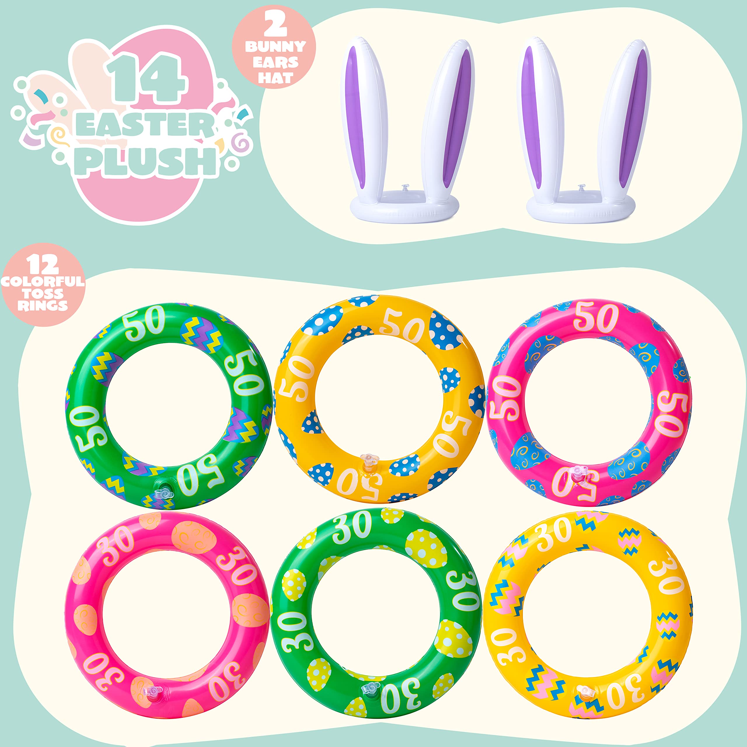 2 Sets Inflatable Bunny Ears Ring Toss Game for Indoor & Outdoor Party - Image 2