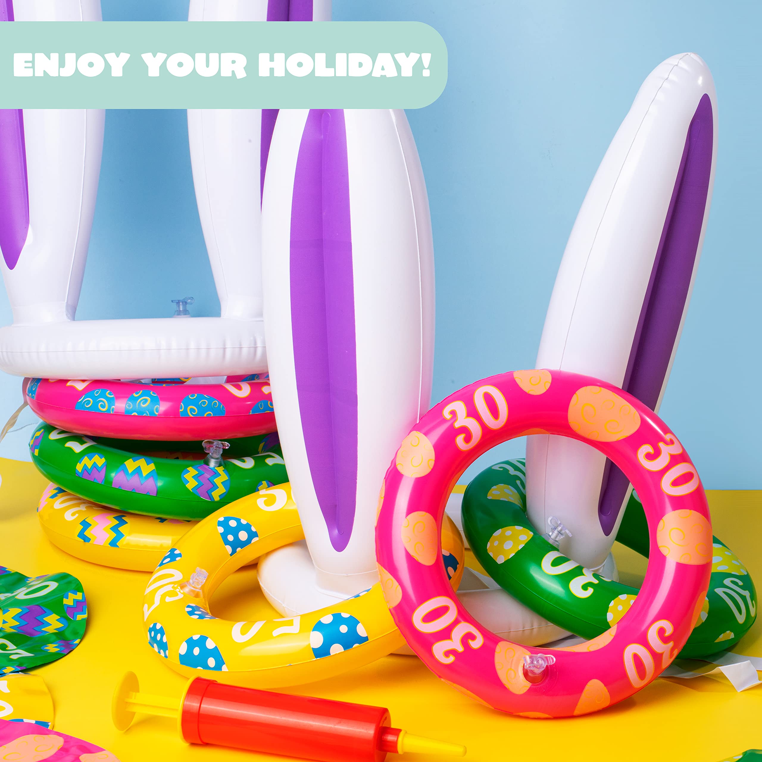 2 Sets Inflatable Bunny Ears Ring Toss Game for Indoor & Outdoor Party - Image 4