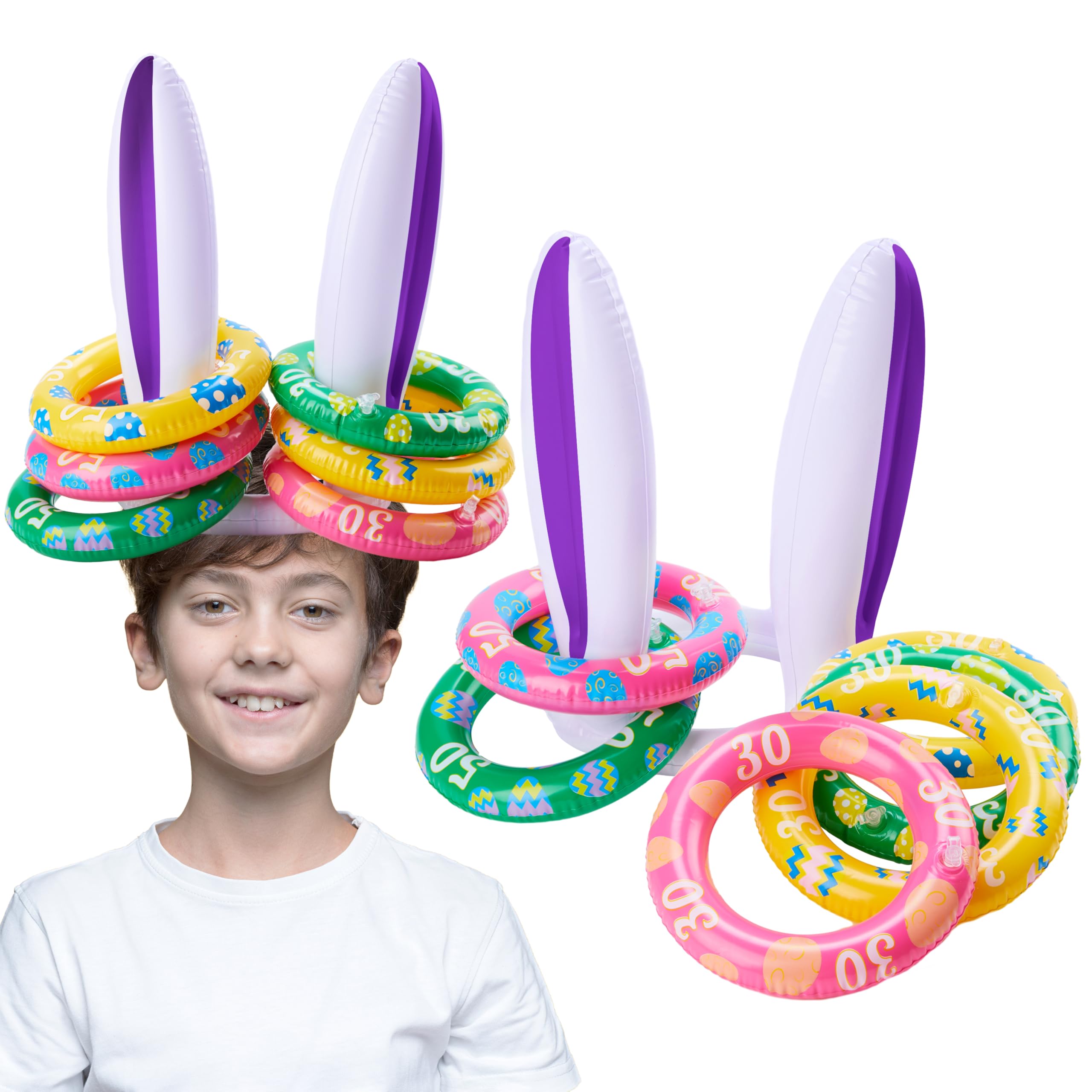 2 Sets Inflatable Bunny Ears Ring Toss Game for Indoor & Outdoor Party - Image 9
