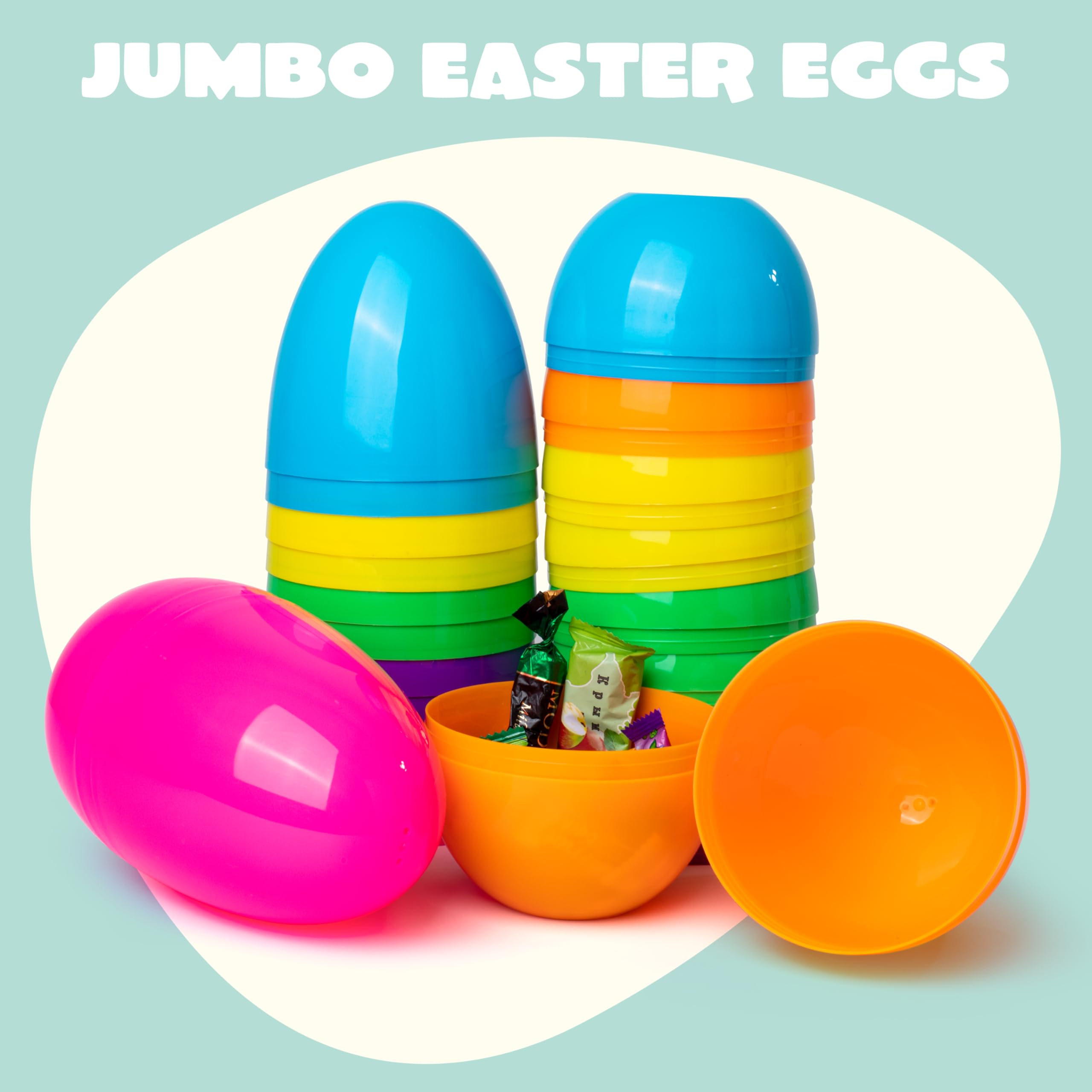 6Pcs 7 Jumbo Colorful Plastic Easter Egg Shells for Easter Egg Hunt - Image 2