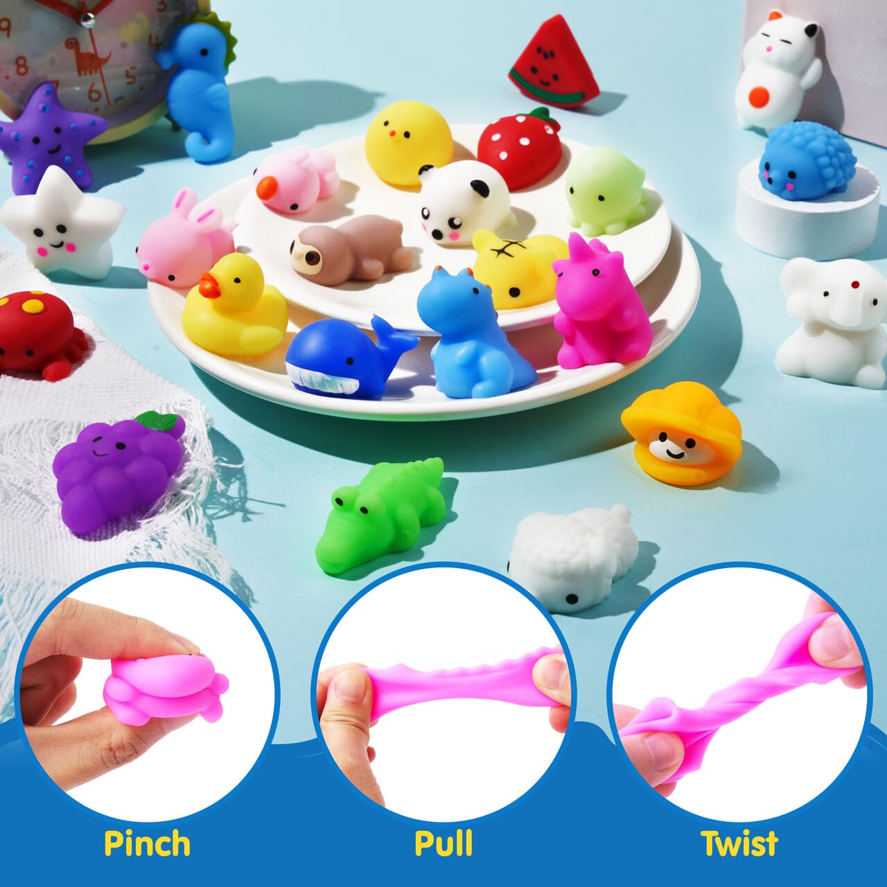 Random 25 Pack Mini Squishy Mochi, Party Favors for Kids - Image 2