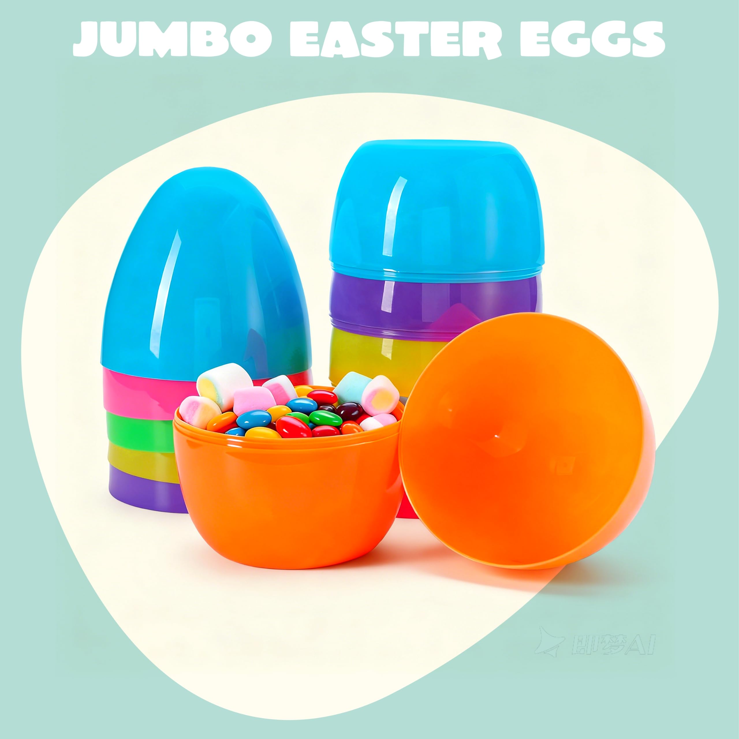 6Pcs 8 Jumbo Plastic Easter Egg Shells Fillable for Easter Egg Hunt - Image 2
