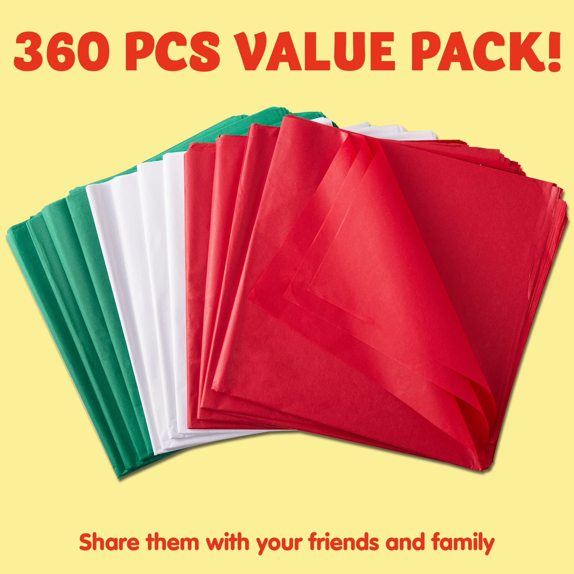 36 Sheets Christmas Tissue Paper Red, Green & White - Image 8