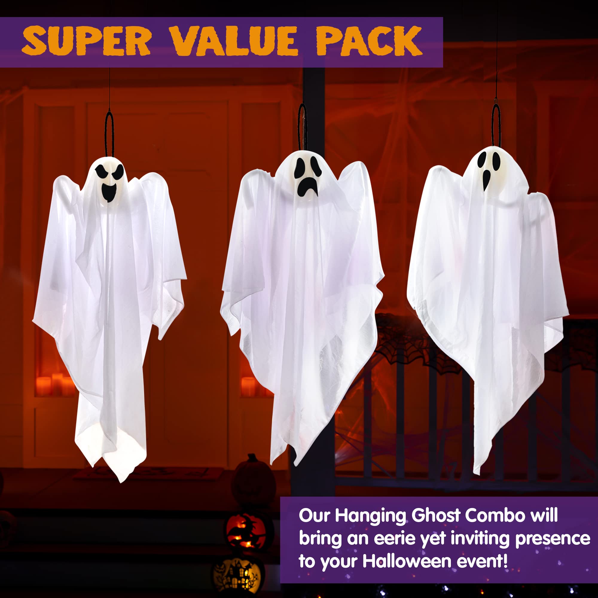 1 PC 27.5 Halloween Hanging Ghosts Decorations Outdoor - Image 2