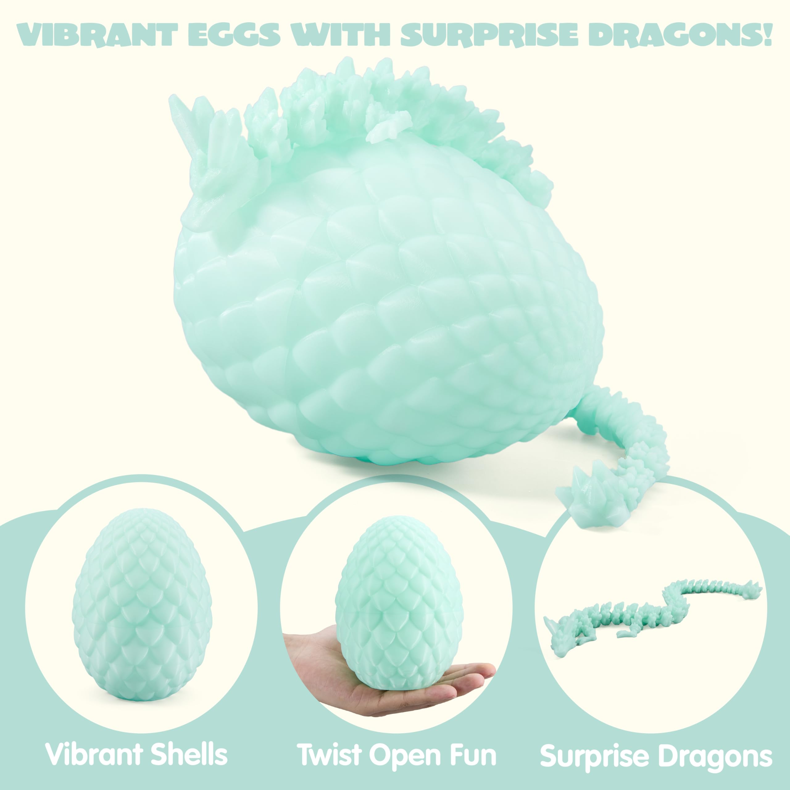 3D Printed Dragon Eggs with 12 Laser Glow Dragon Inside - Image 2
