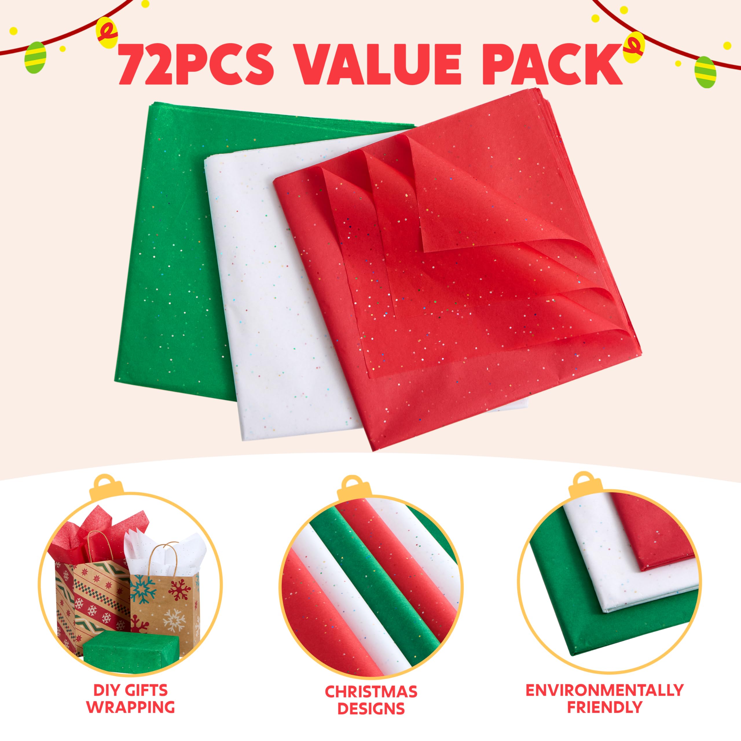 72 Sheets Glitter Tissue Paper for Gift Bags - Image 2