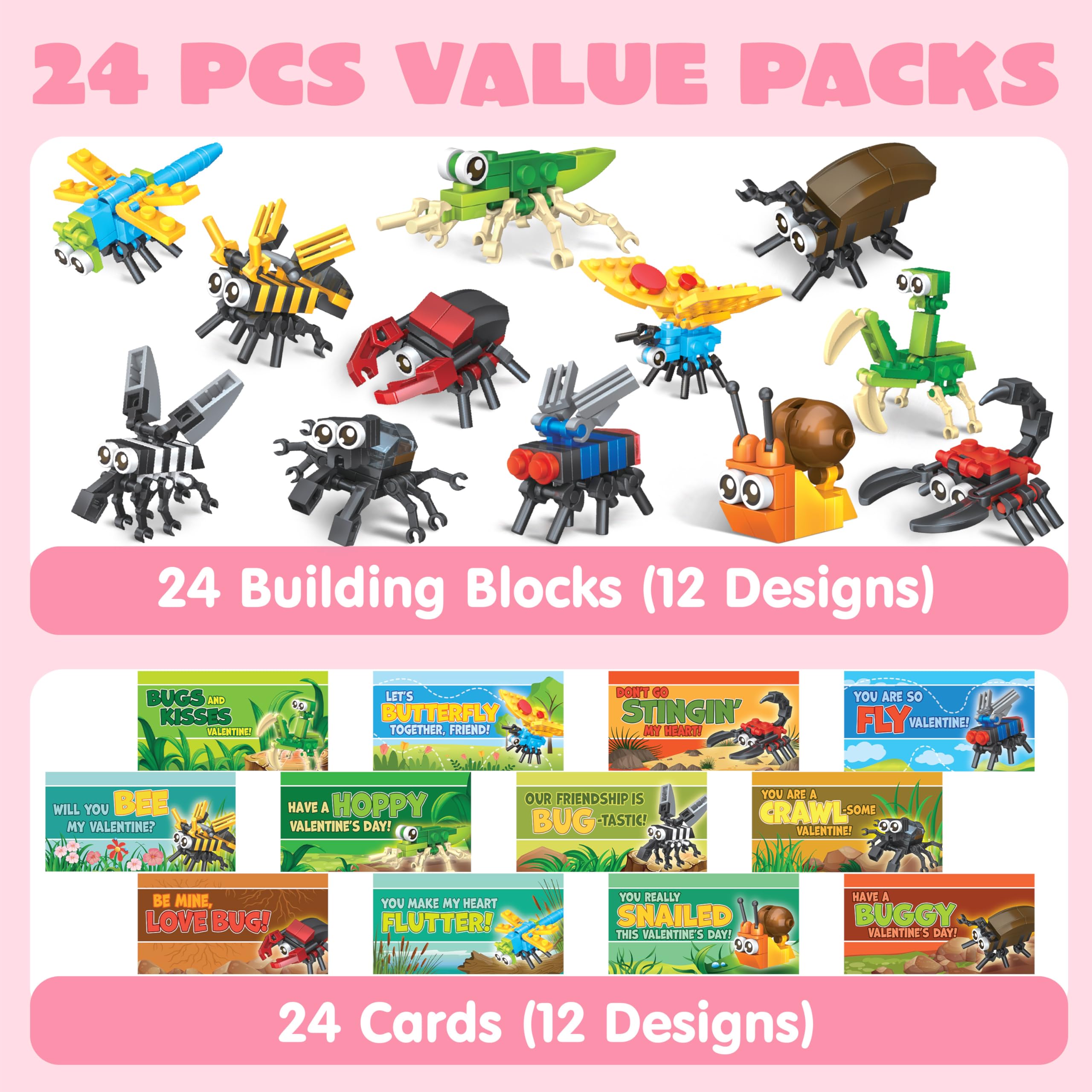 24 Packs Valentines Party Gift Cards with Building for Party Favor - Image 2