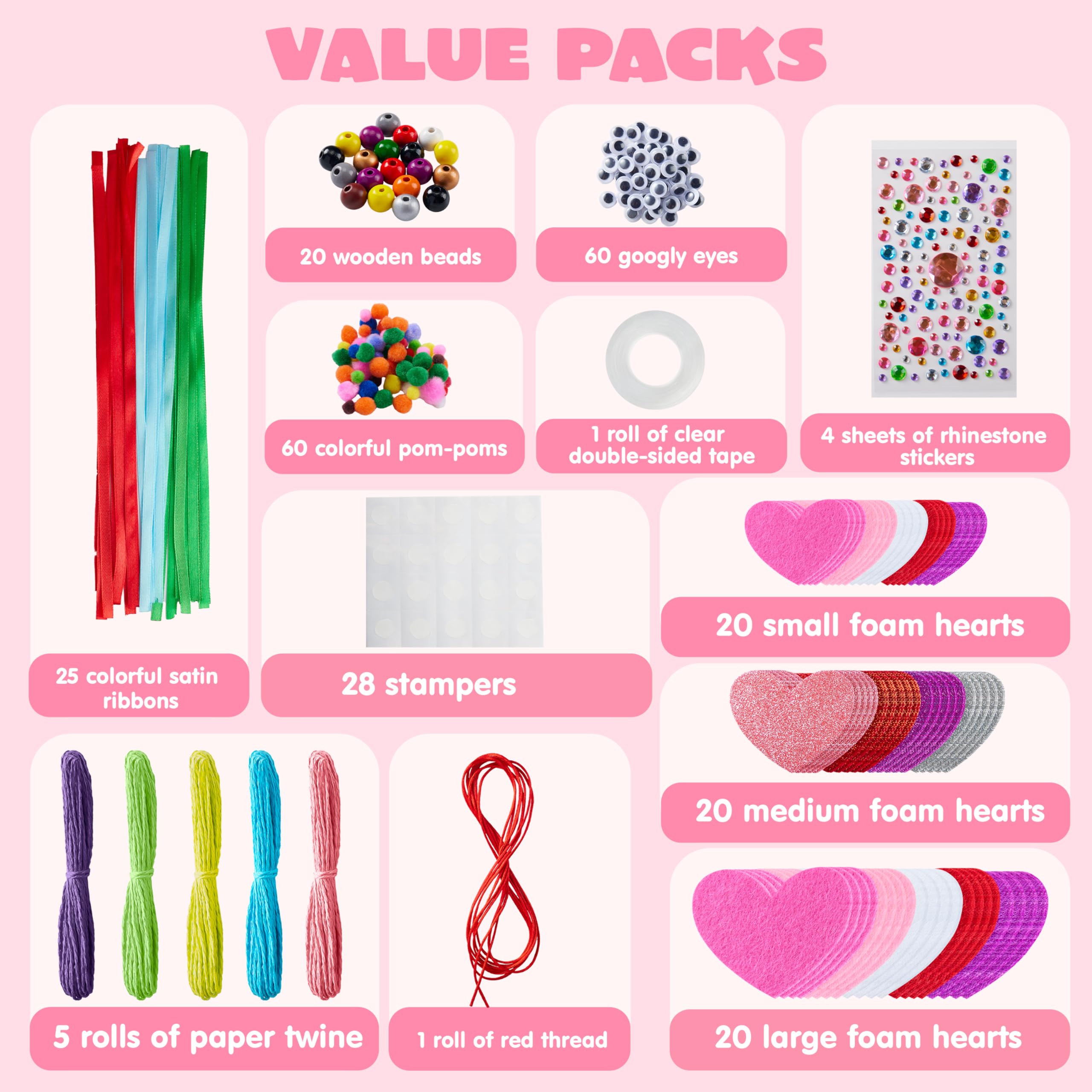 Valentines Day 264 Pcs DIY Heart Felt Craft Set - Image 2