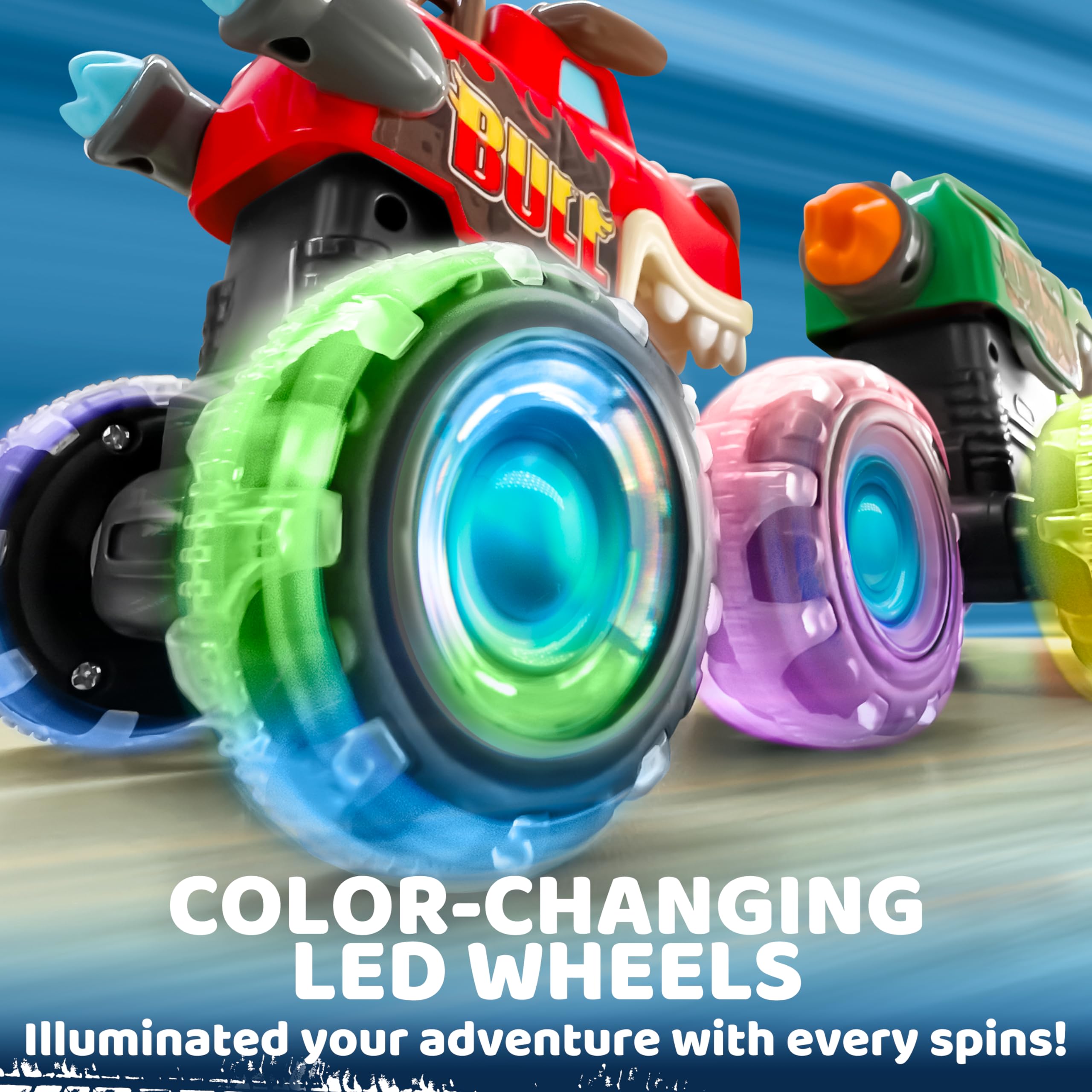 3 Pack Monster Truck Toy - Motion Activated Light Up Cars for Toddlers - Image 2