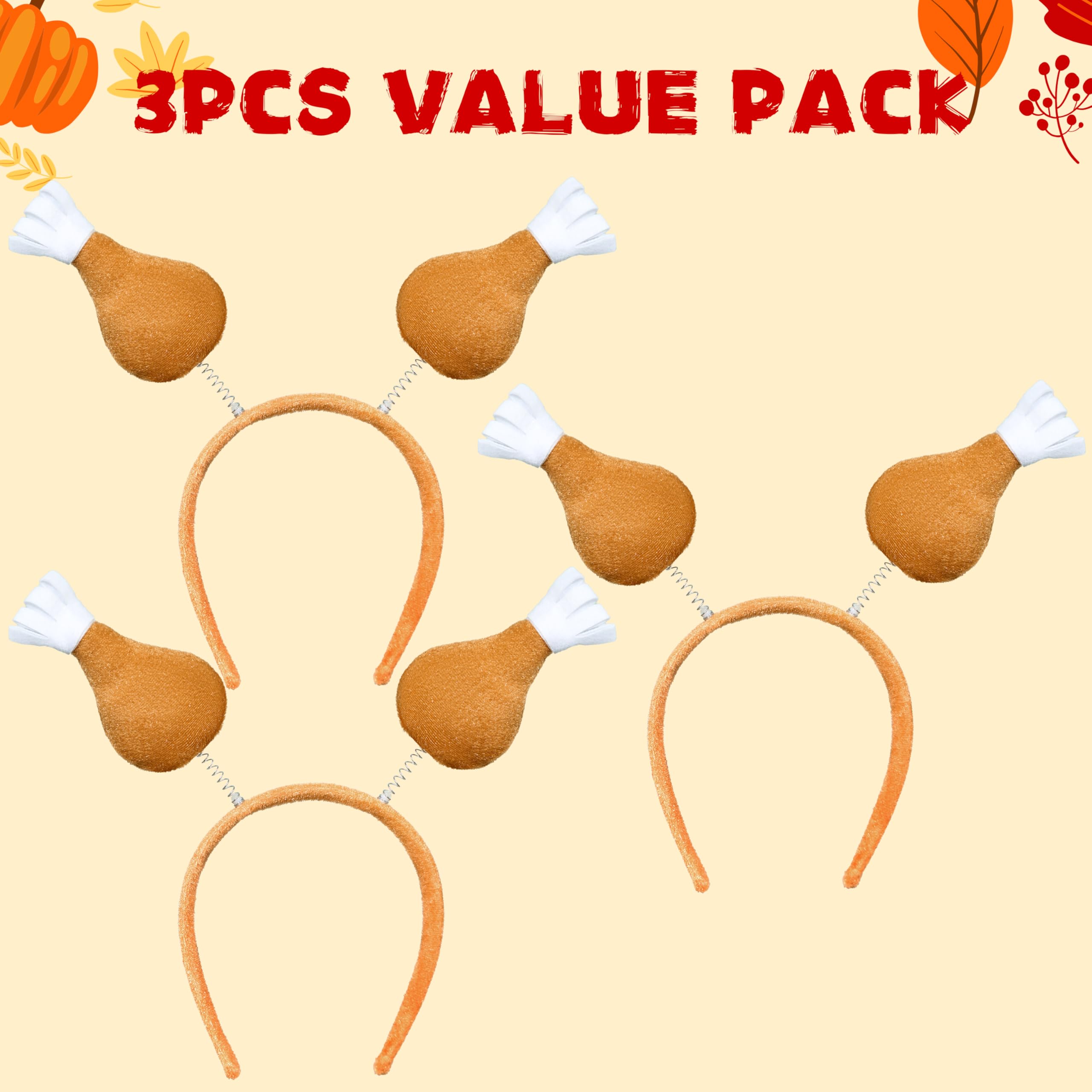 3 Pcs Thanksgiving Turkey Leg Headbopper Accessories - Image 2