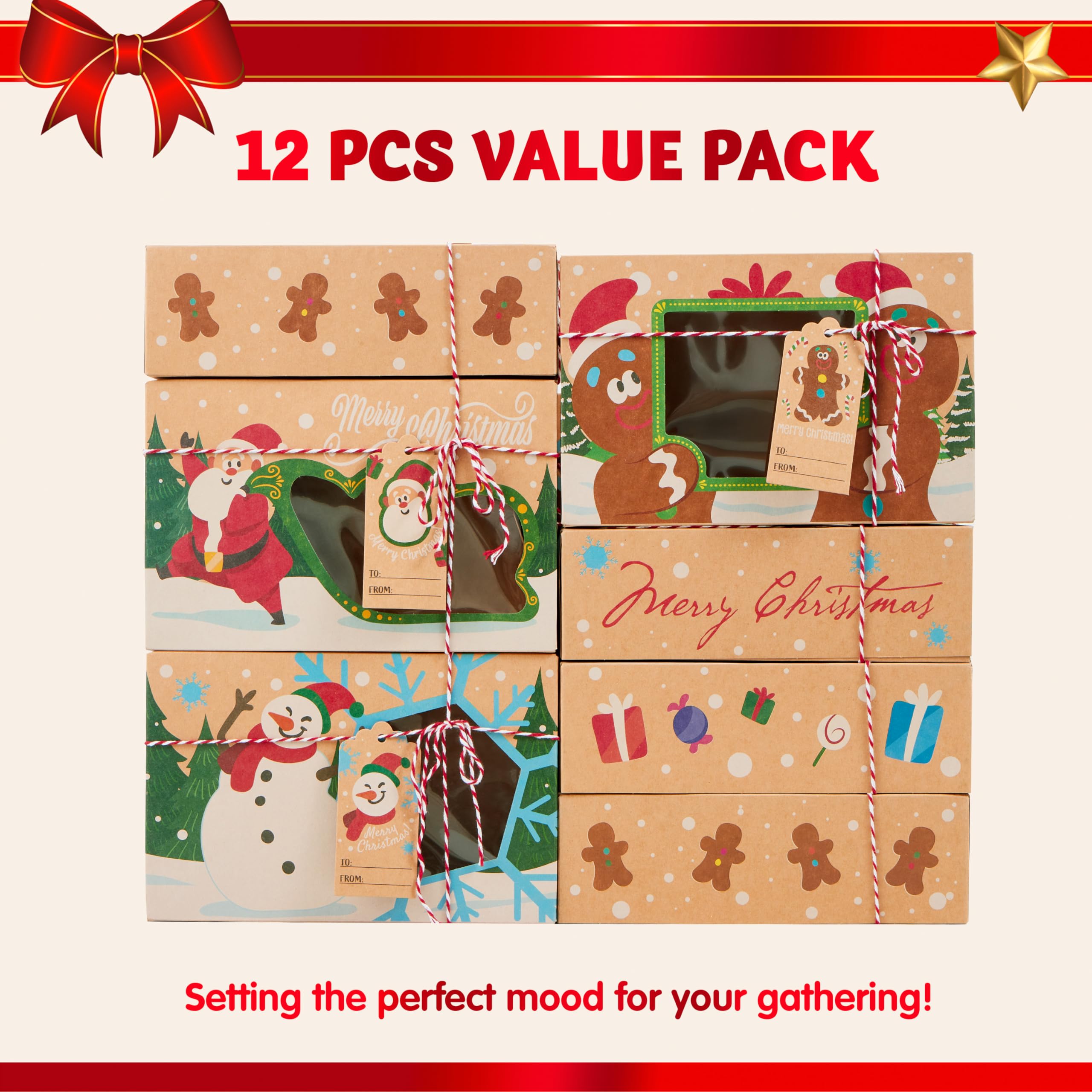 24 PCS Christmas Cookie Gift Baking Box with Window Auto-Popup - Image 2