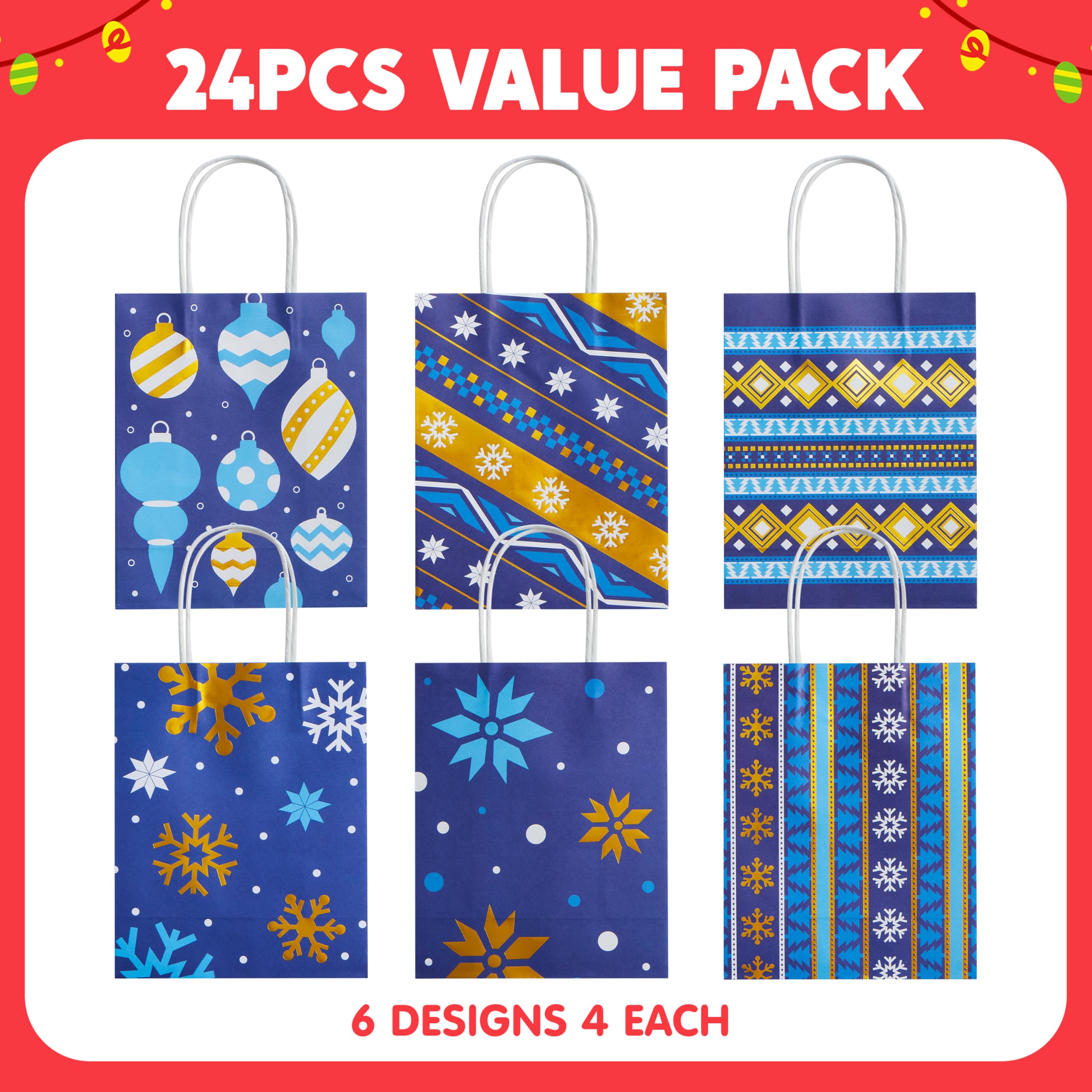 24 PCS Christmas Kraft Gift Bags - Image 2
