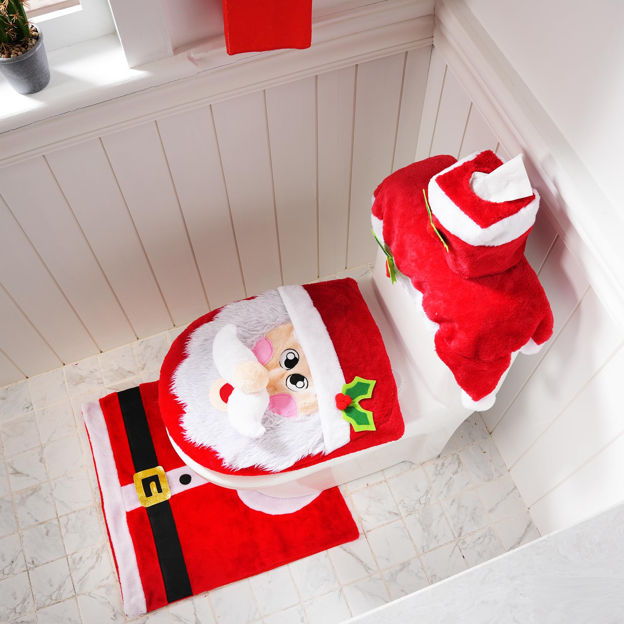 5 Pcs Christmas Theme Bathroom Decoration Set - Image 2