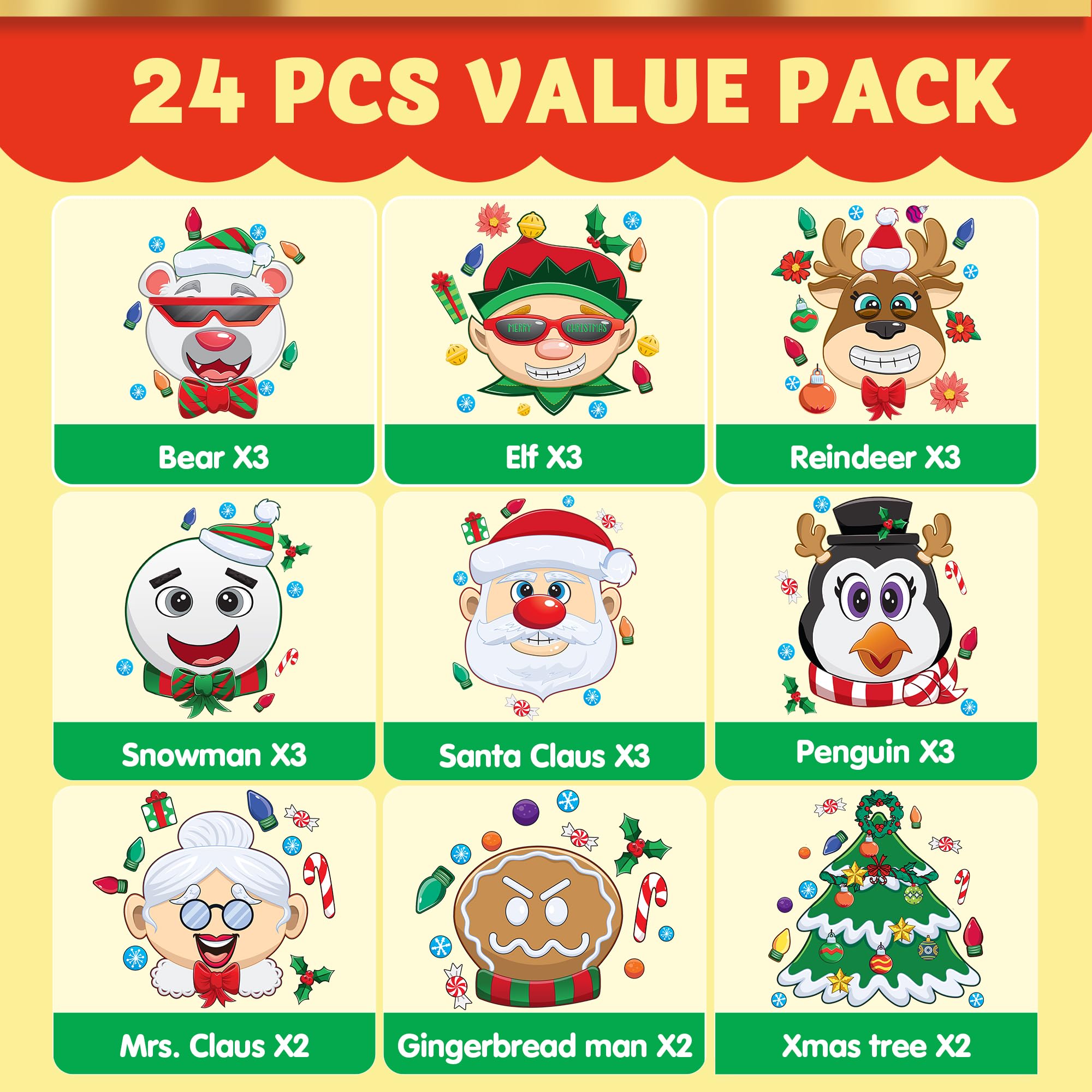 24 Pcs Christmas Make-a-face Stickers - Image 2