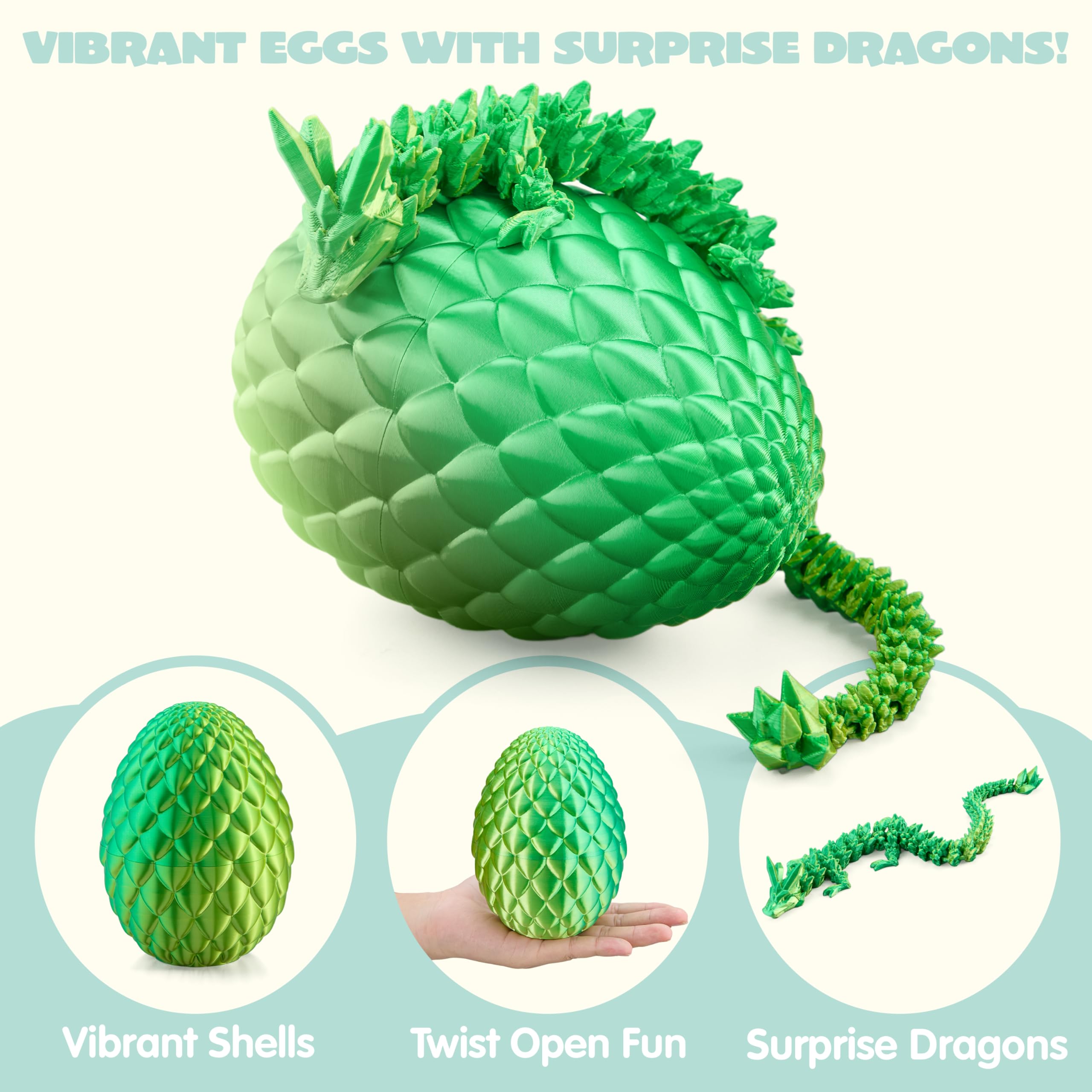 3D Printed Dragon Eggs with 12 Laser Green Dragon Inside - Image 2