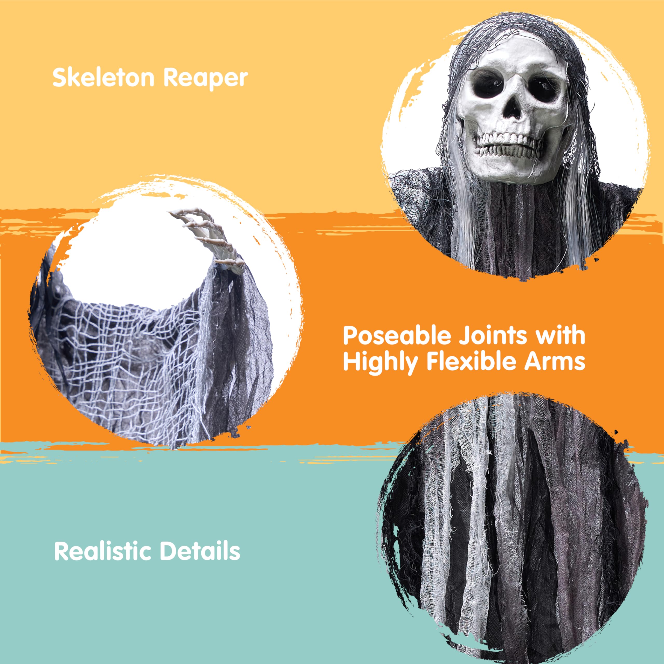 2 Pcs Halloween Hanging Grim Reaper Decorations Outdoor - Image 3