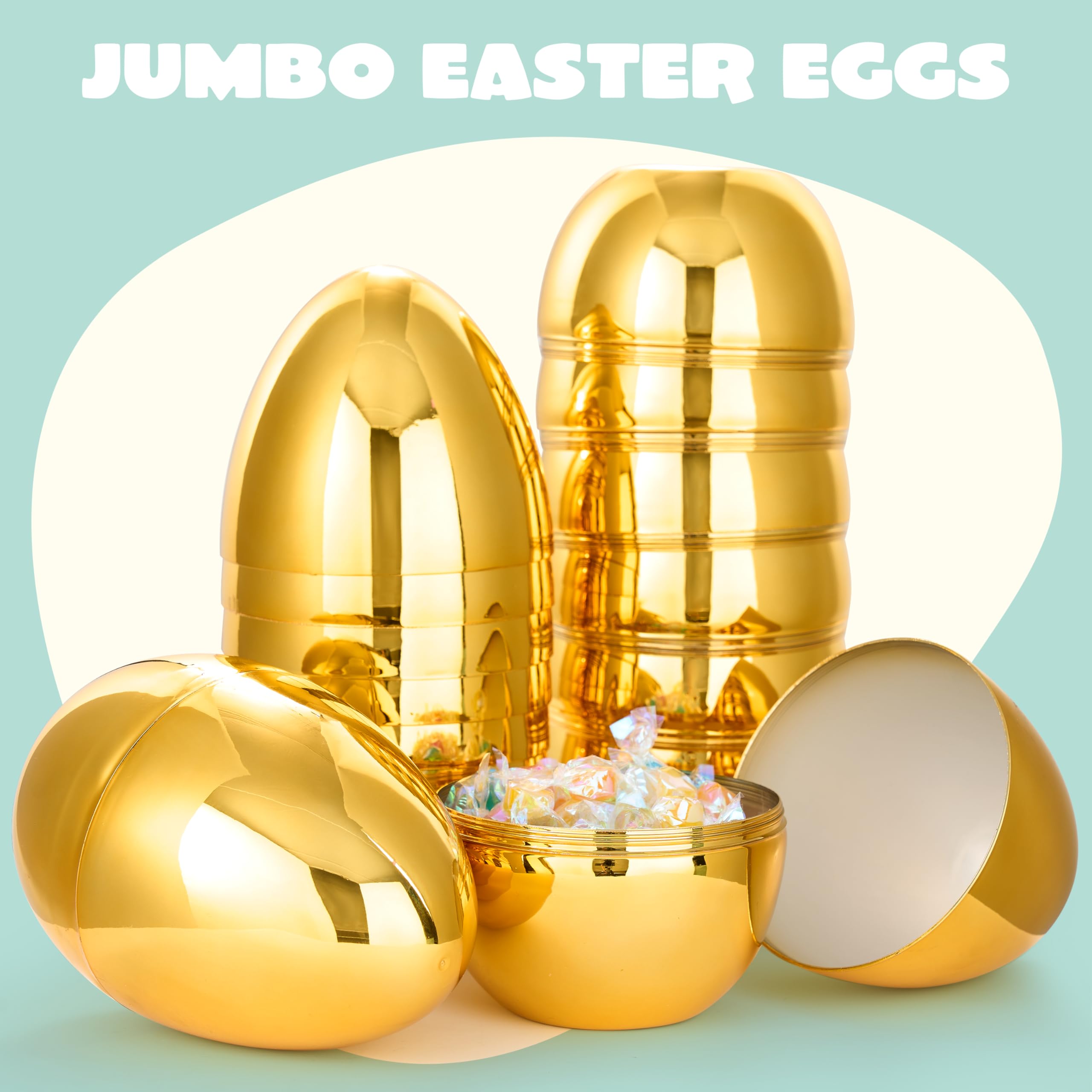 12Pcs Large Gold Easter Eggs, 6 Inches Metallic Jumbo Eggs Fillable - Image 2